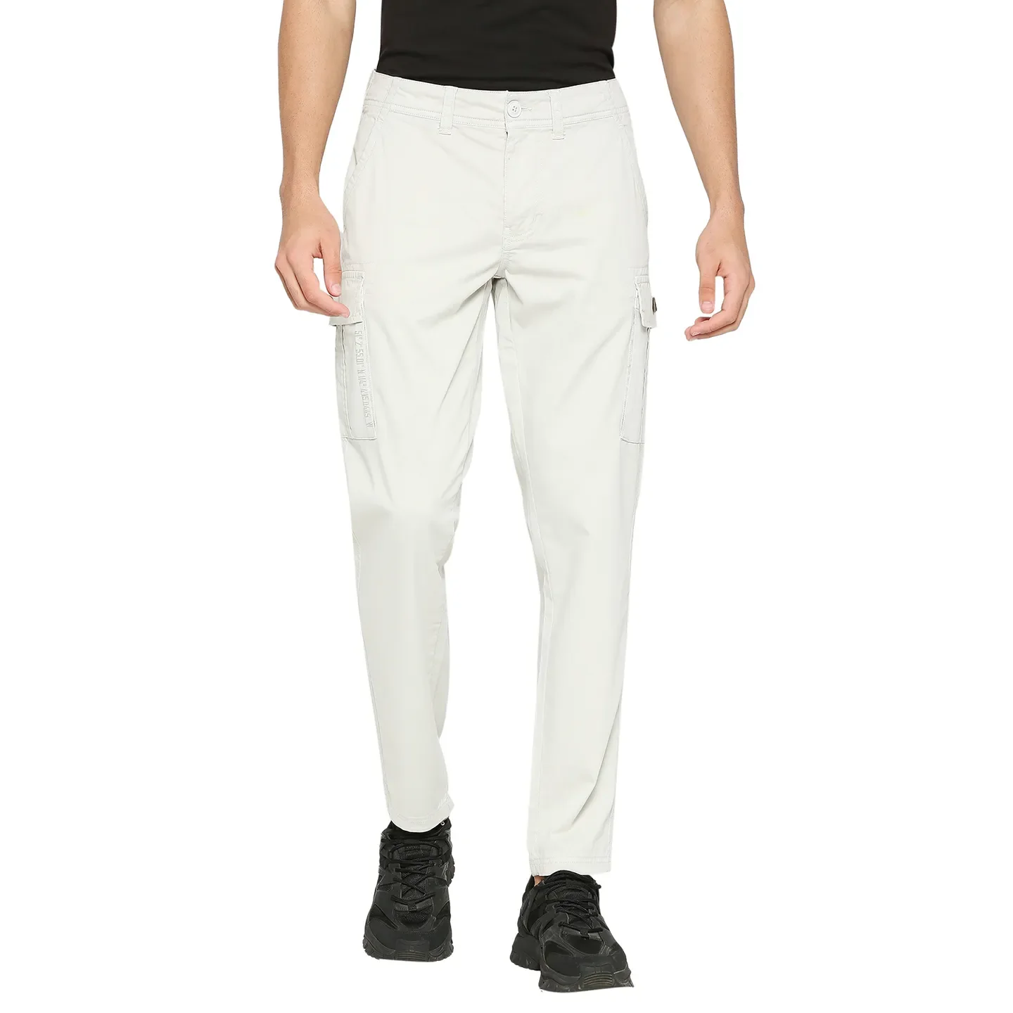 Grey Slim Straight Fit Men's Cargos by Being Human Clothing