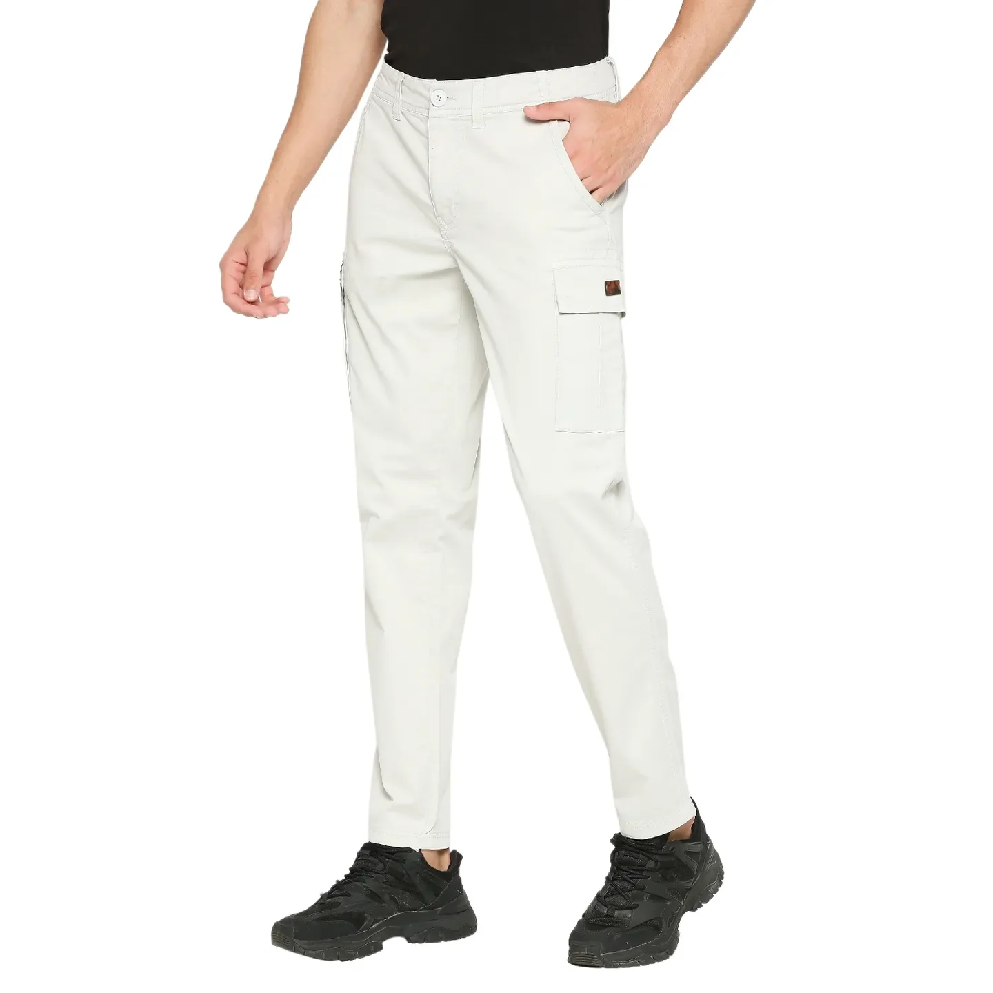 Grey Slim Straight Fit Men's Cargos by Being Human Clothing - Image 2