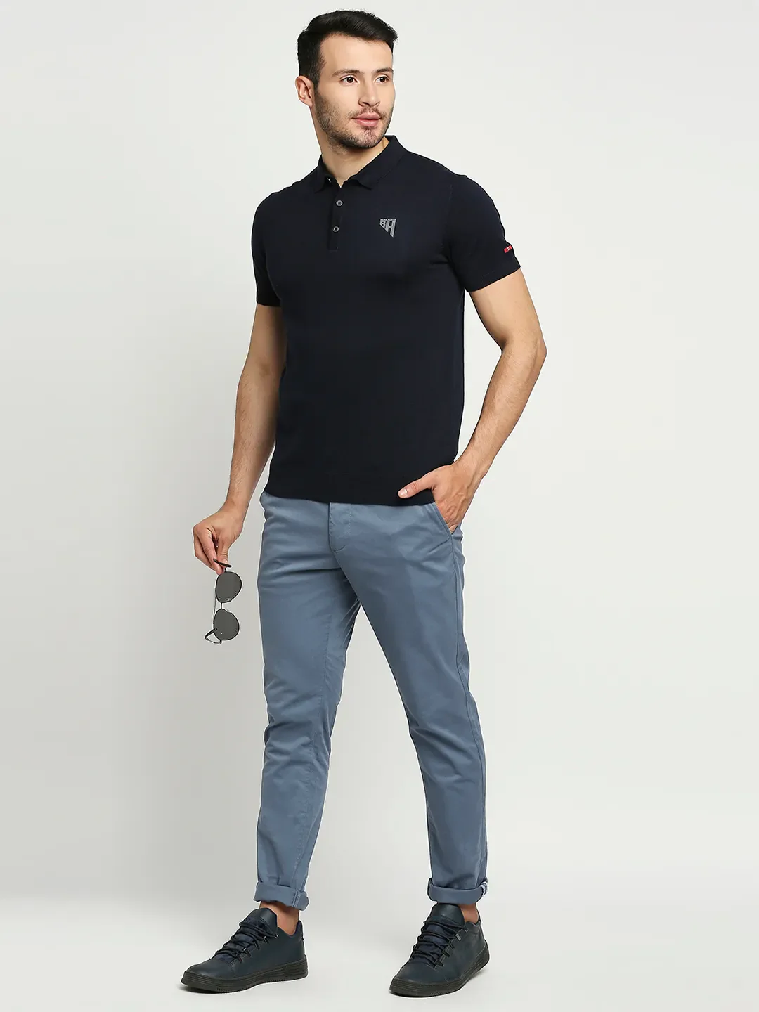 Blue Slim Fit Chinos For Men By Being Human Clothing - Image 6