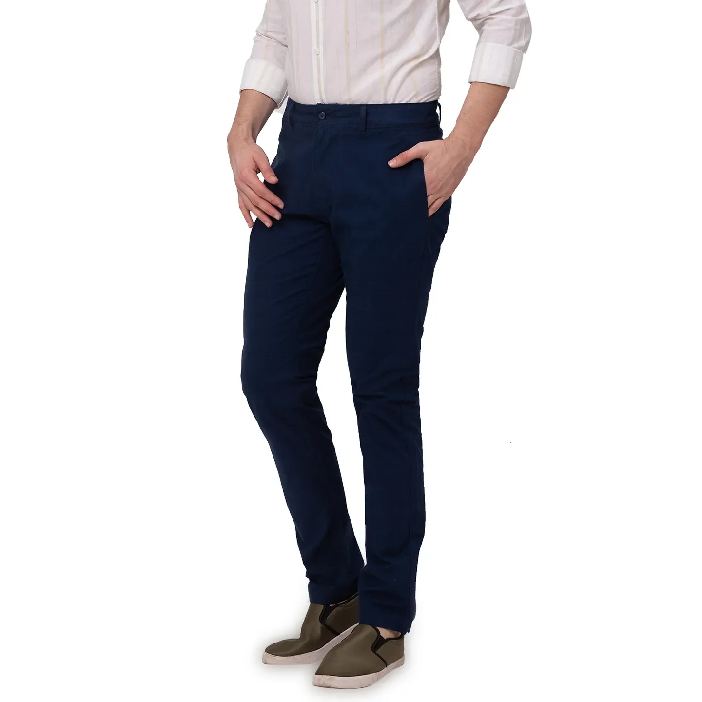 Blue Slim Straight Fit Men's Chinos by Being Human Clothing - Image 3