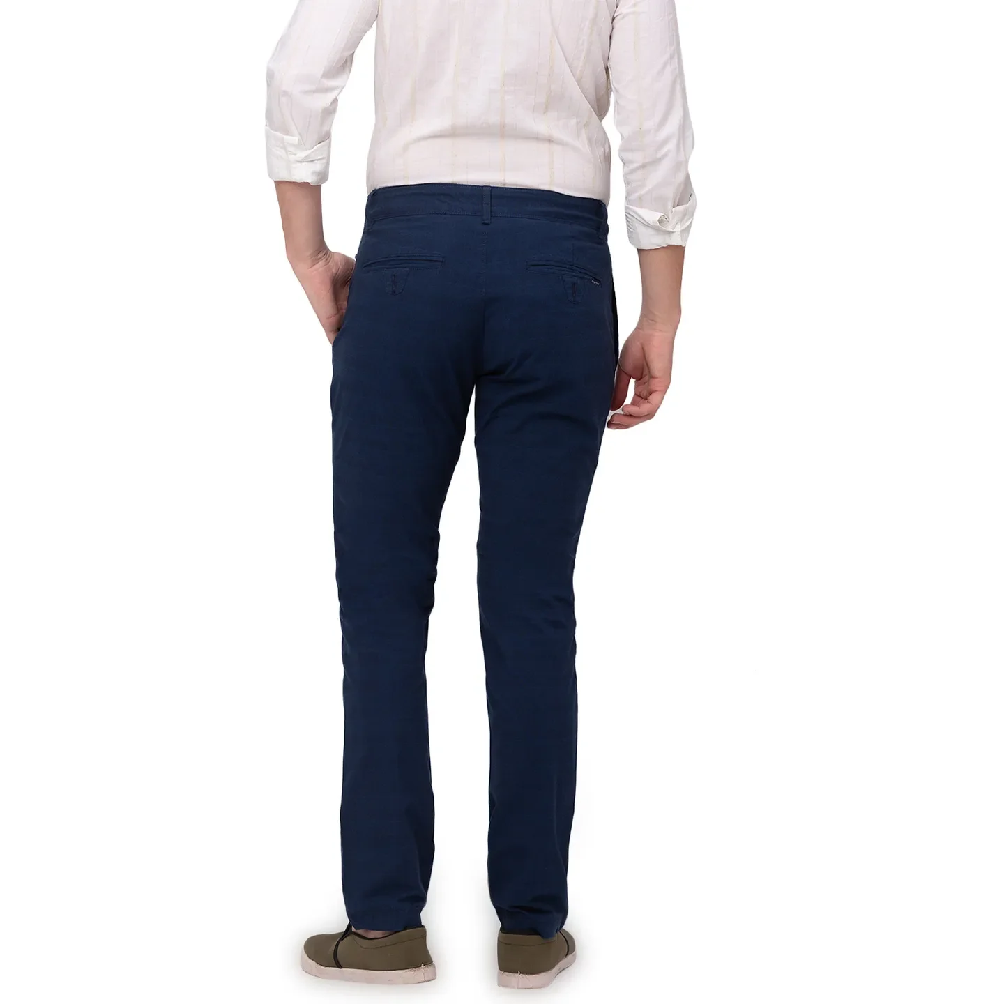 Blue Slim Straight Fit Men's Chinos by Being Human Clothing - Image 4