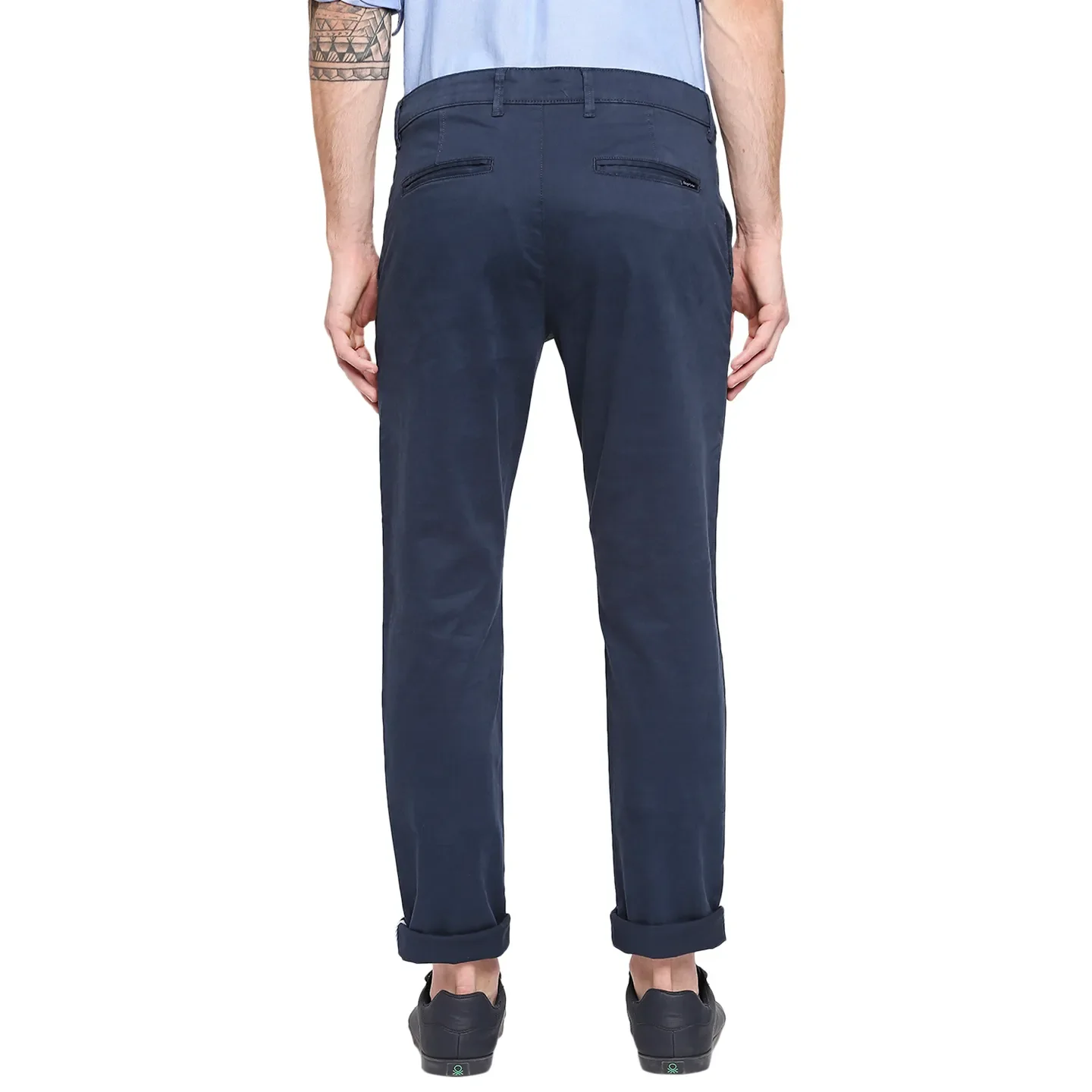 Blue Slim Straight Fit Men's Chinos by Being Human Clothing - Image 4