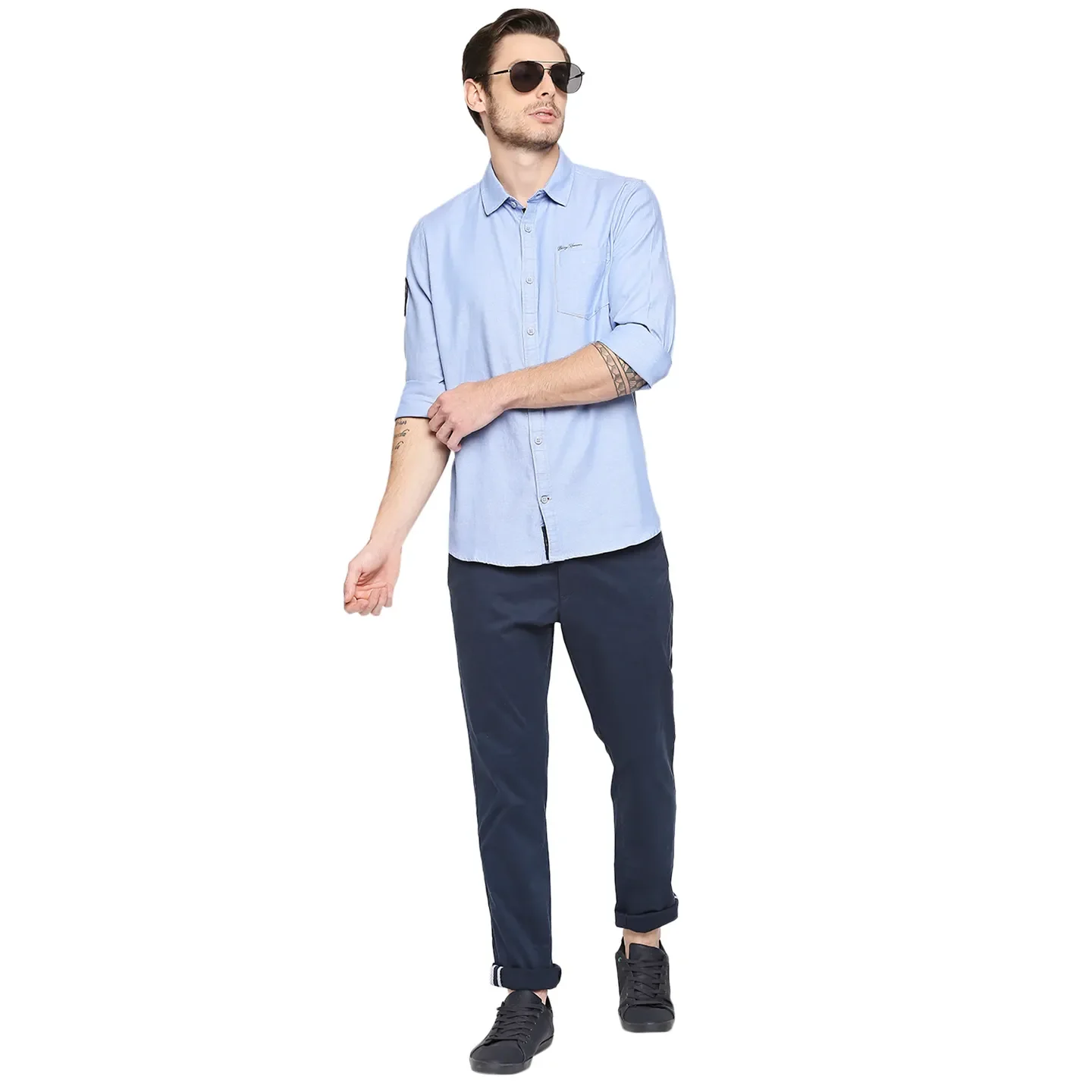 Blue Slim Straight Fit Men's Chinos by Being Human Clothing - Image 6