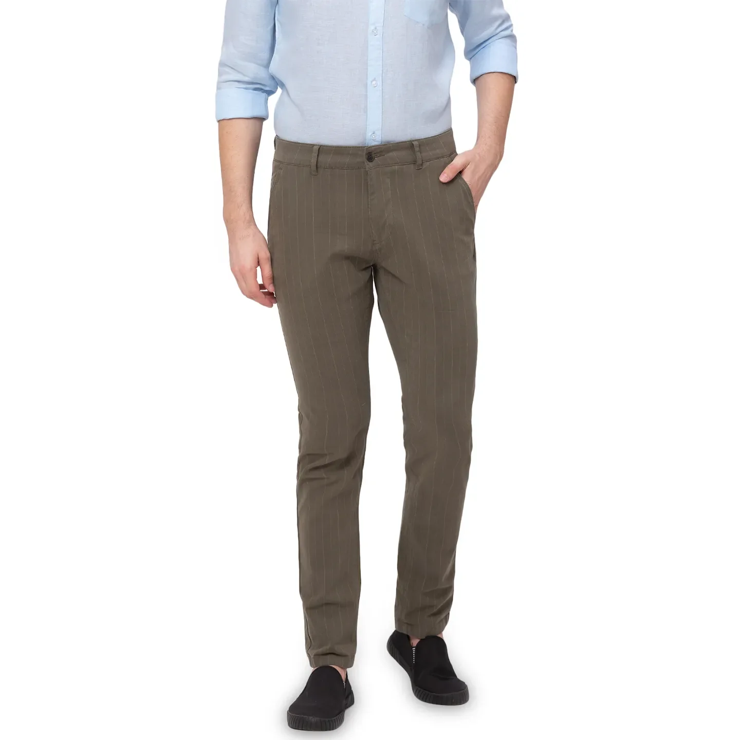 Olive Slim Straight Fit Men's Chinos by Being Human Clothing - Image 10