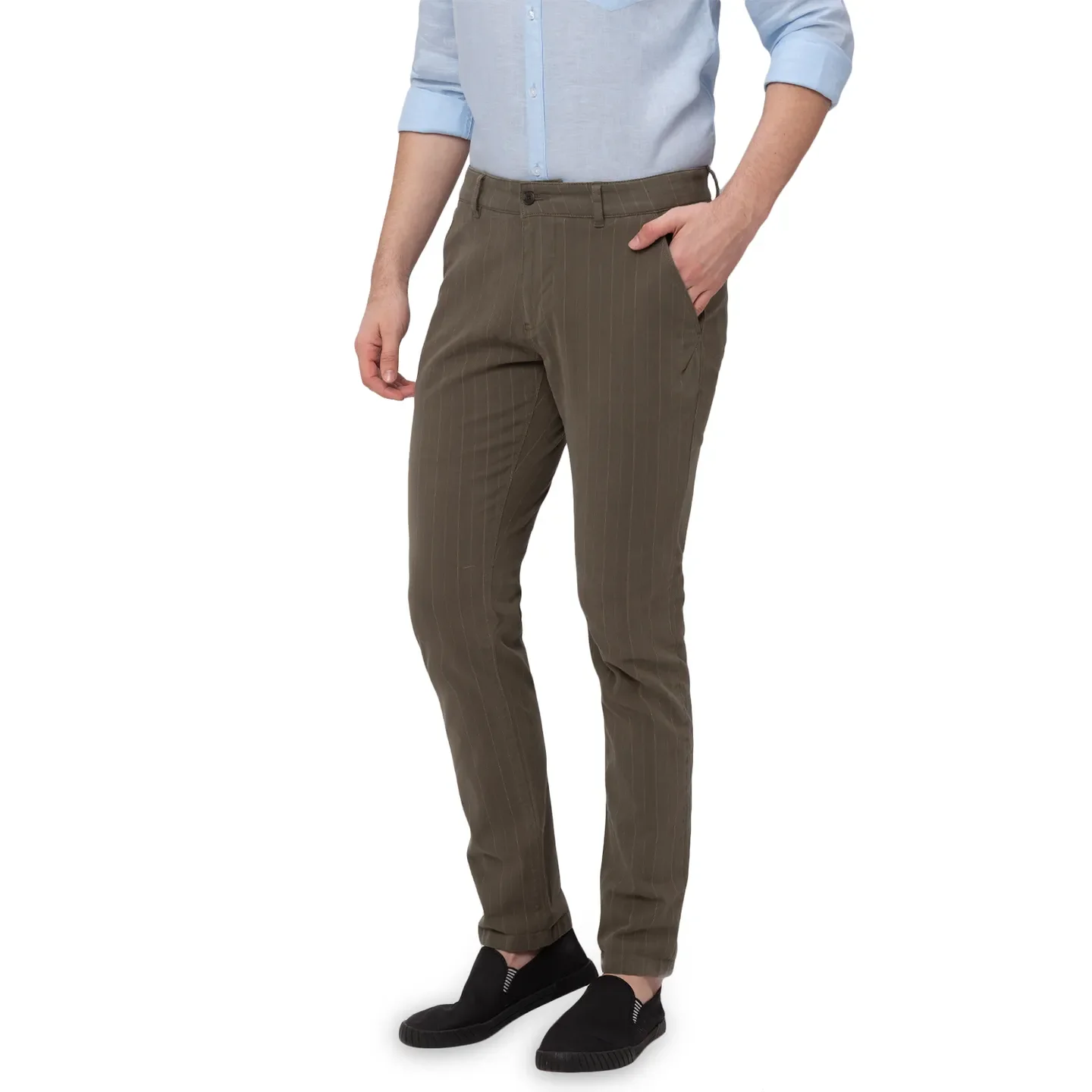 Olive Slim Straight Fit Men's Chinos by Being Human Clothing - Image 6