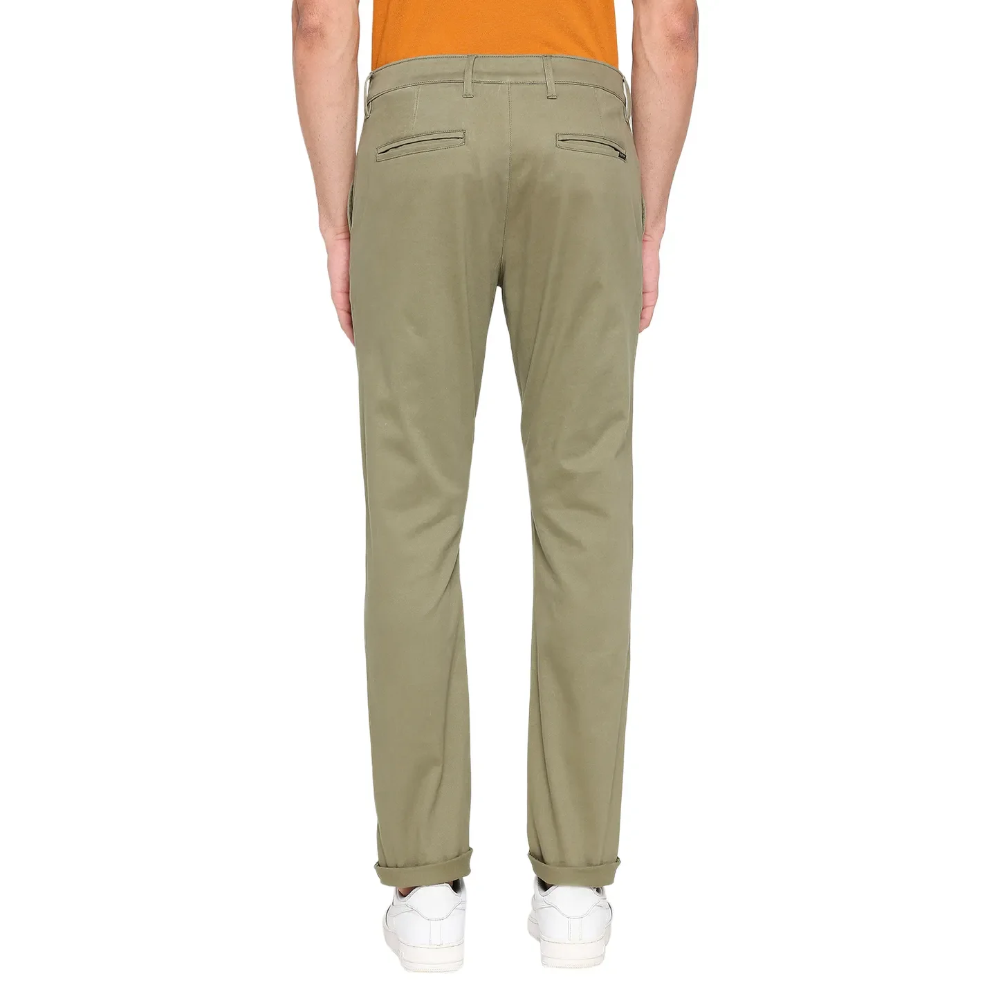 Olive Slim Fit Chinos For Men By Being Human Clothing - Image 4