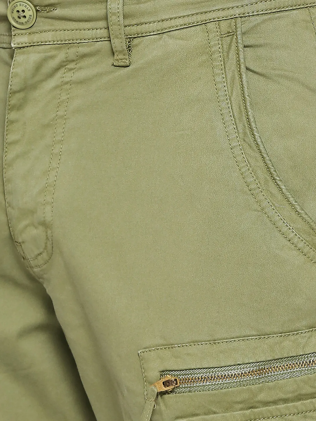 Olive Slim Straight Fit Men's Cargos by Being Human Clothing - Image 5