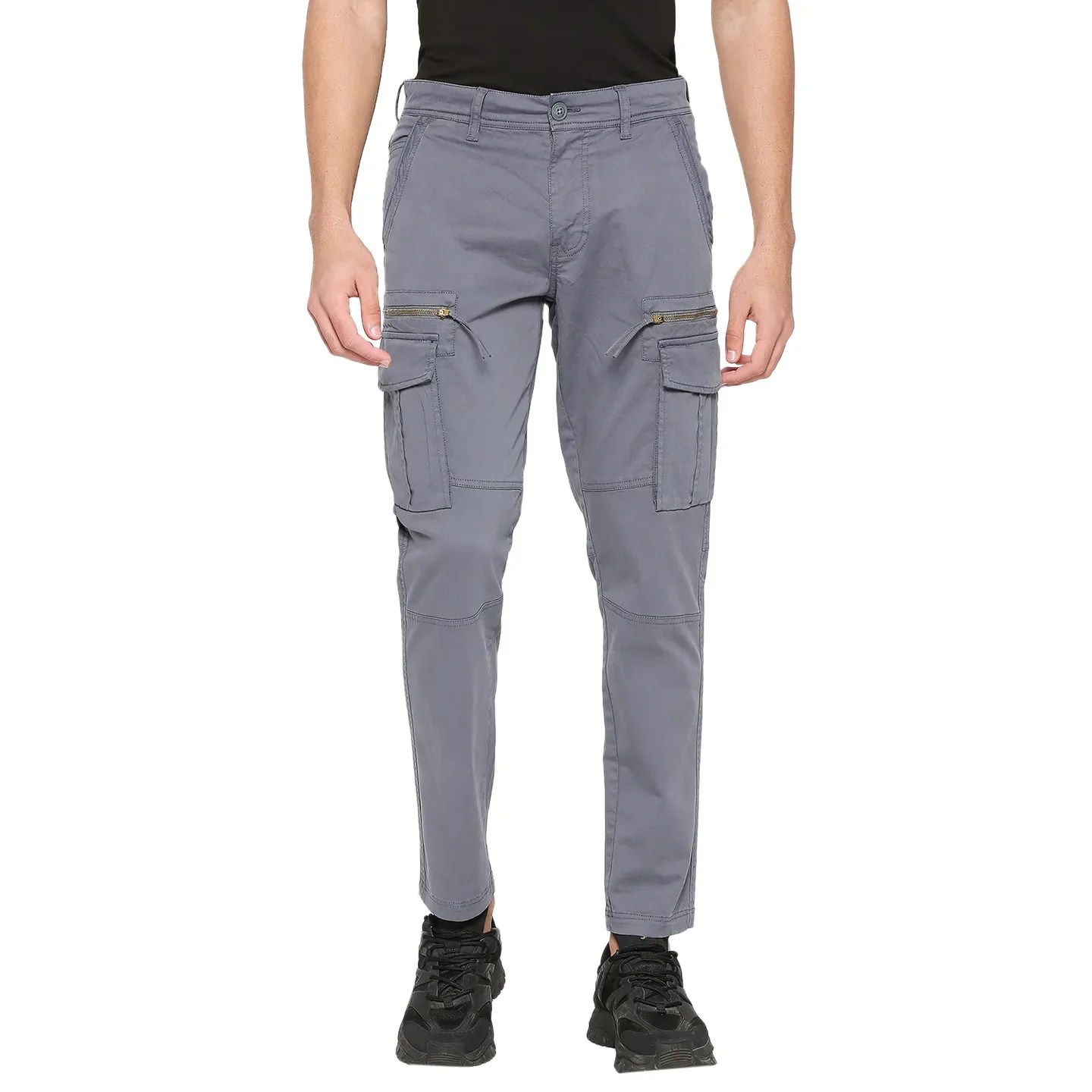 Grey Slim Straight Fit Men's Cargos by Being Human Clothing