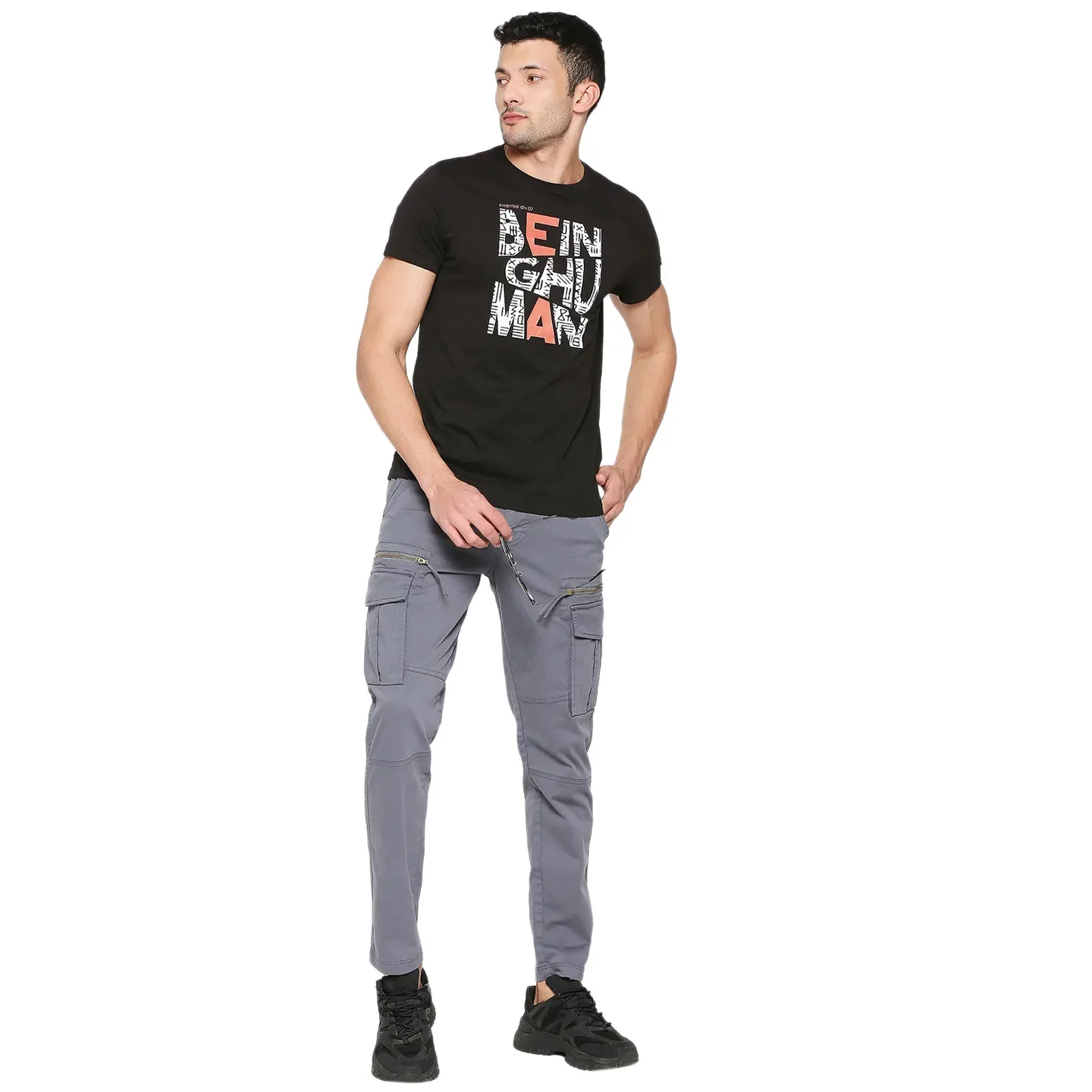 Grey Slim Straight Fit Men's Cargos by Being Human Clothing - Image 6