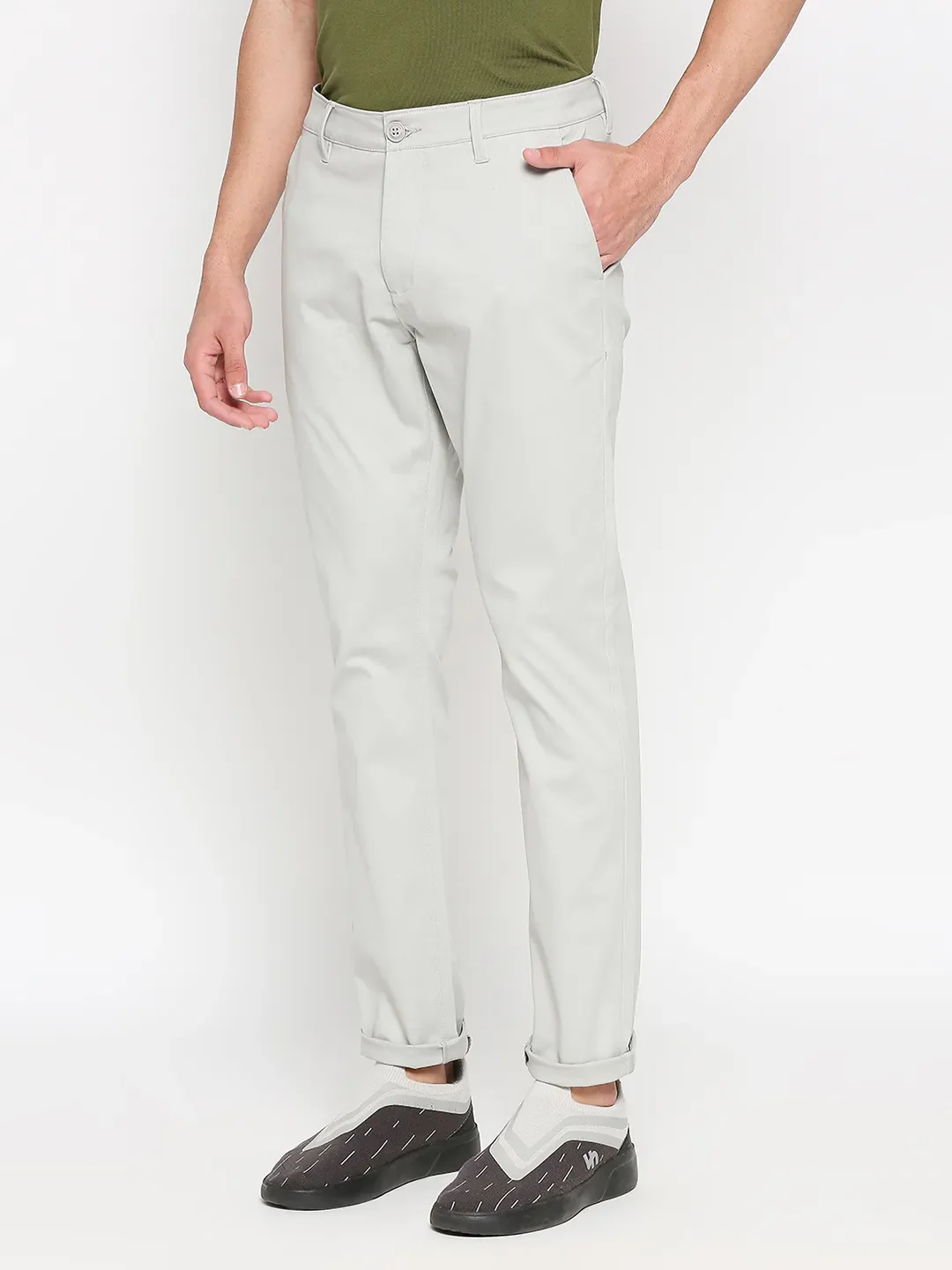 Grey Slim Straight Fit Men's Chinos by Being Human Clothing - Image 2