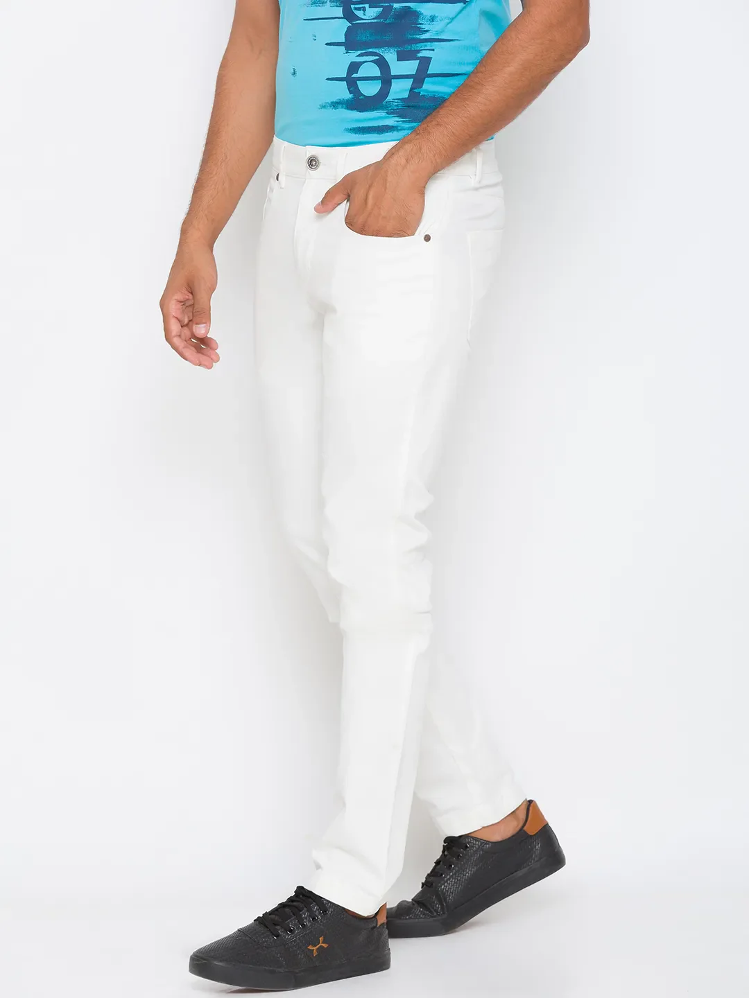 White Slim Straight Fit Men's Chinos by Being Human Clothing - Image 2