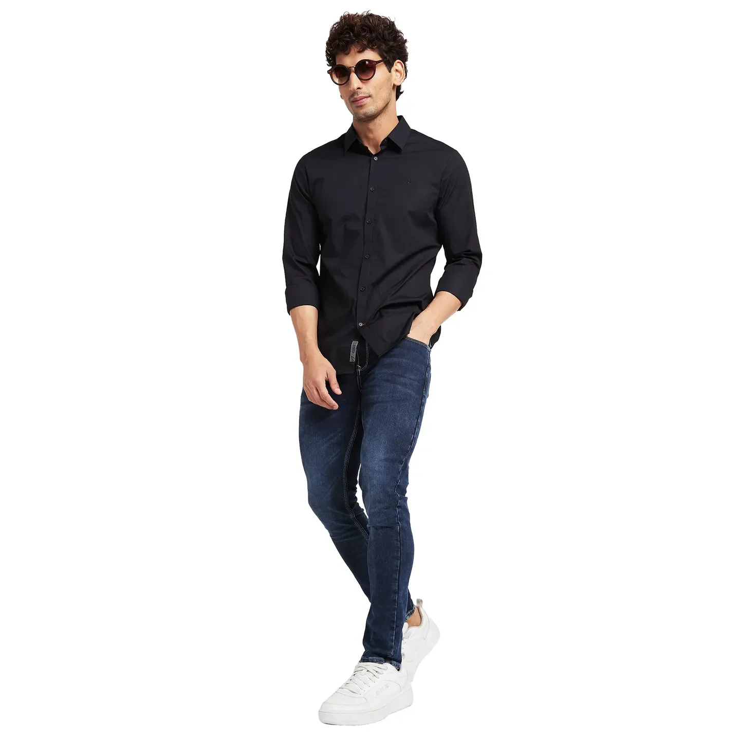 Black Slim Fit Regular Collar Men's Shirt by Being Human Clothing - Image 2