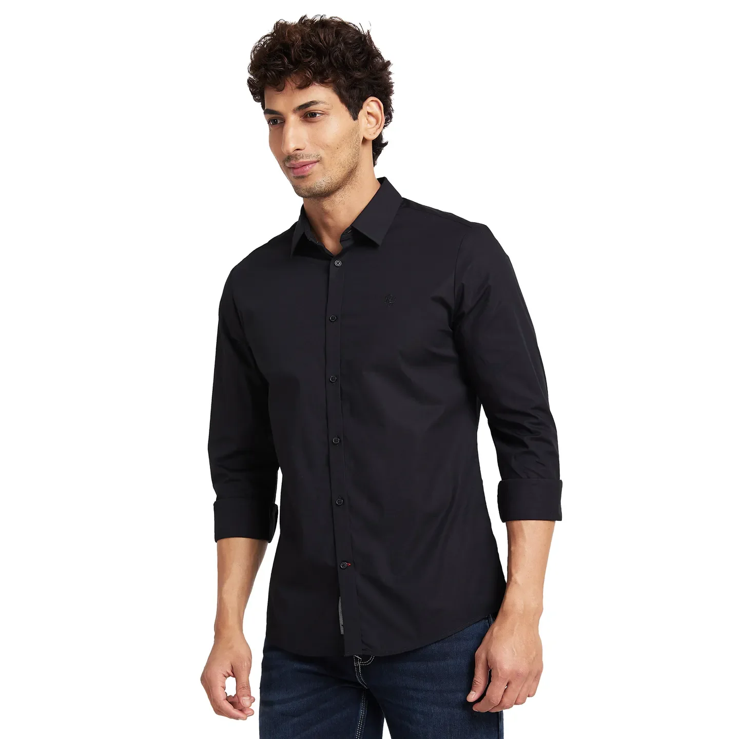 Black Slim Fit Regular Collar Men's Shirt by Being Human Clothing - Image 3