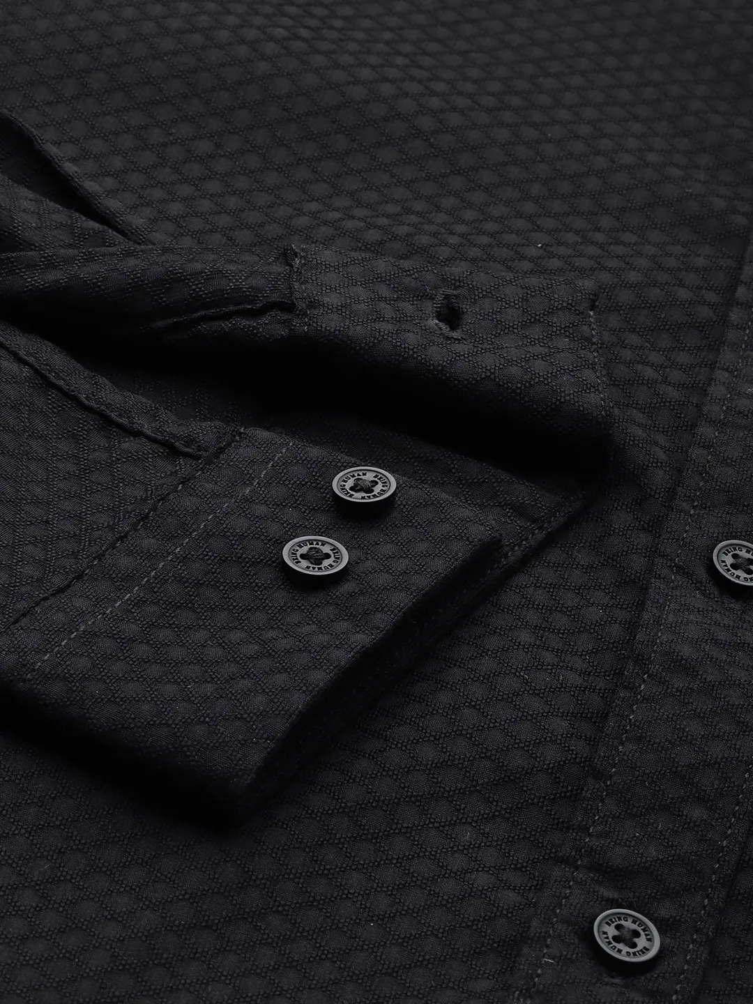 Black Super Slim Fit Regular Collar Long Sleeves Men's Shirt by Being Human Clothing - Image 3