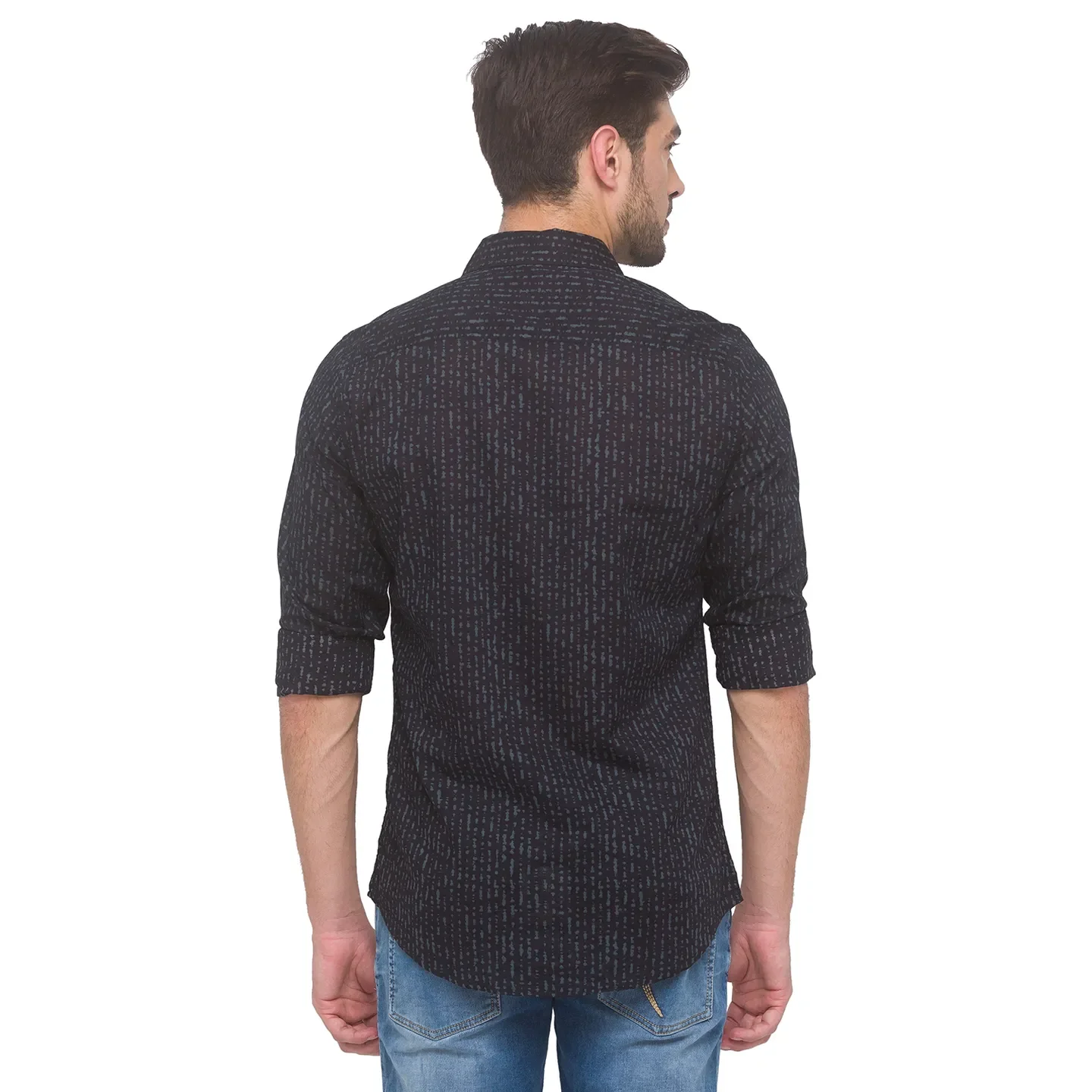 Black Slim Fit Regular Collar Men's Shirt by Being Human Clothing - Image 2