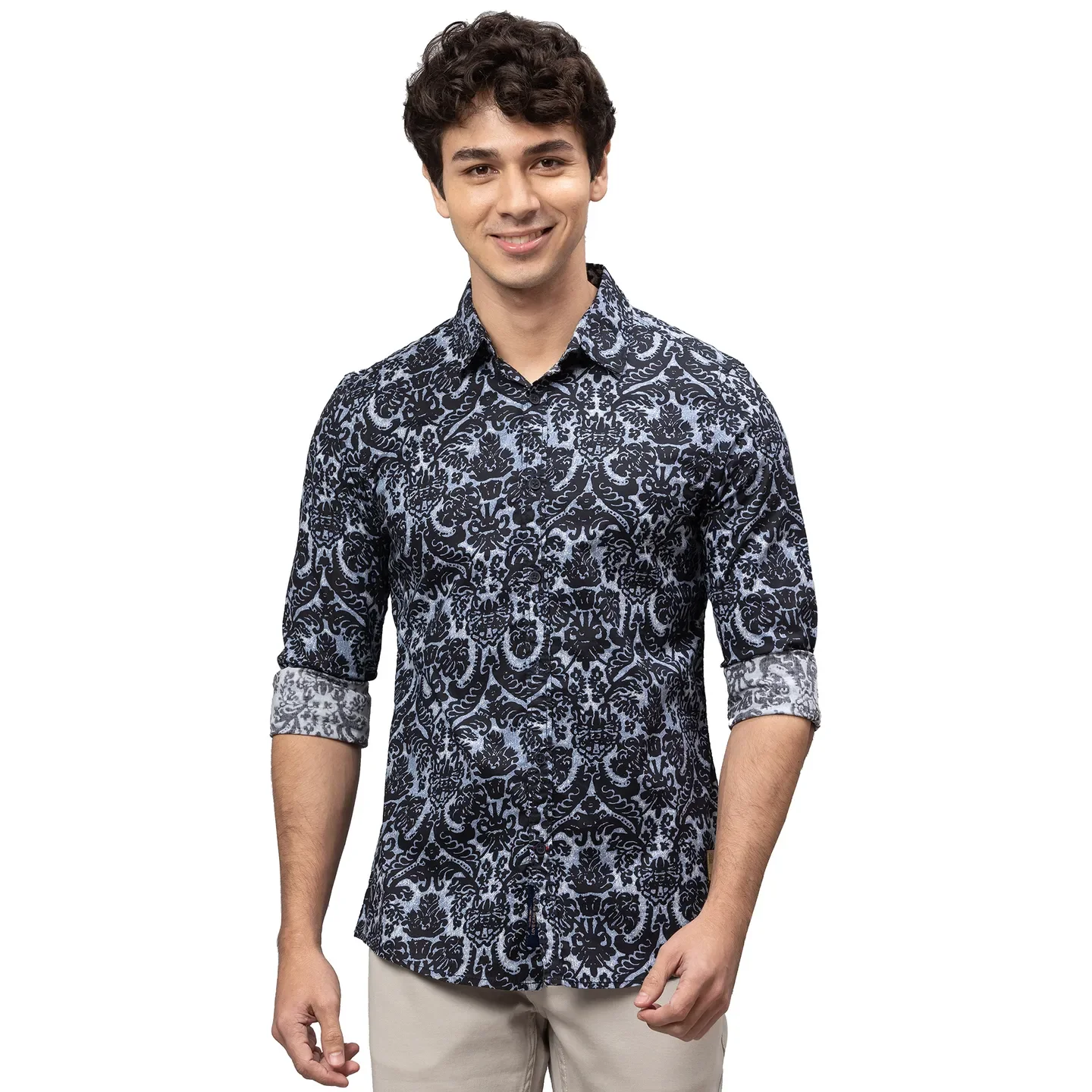 Black Super Slim Fit Regular Collar Men's Shirt by Being Human Clothing