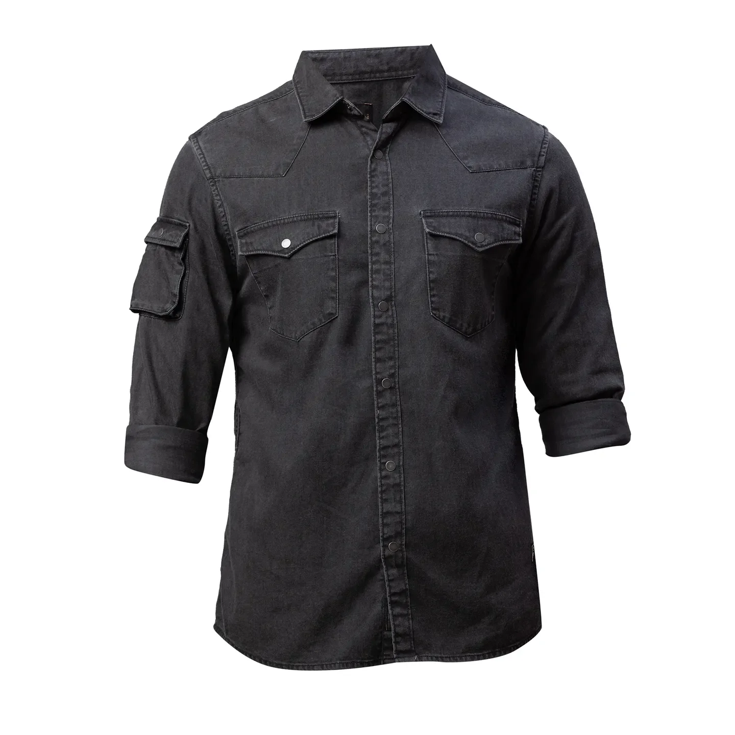 Black Slim Straight Fit Regular Collar Long Sleeves Cotton Men's Shirt by Being Human Clothing - Image 5