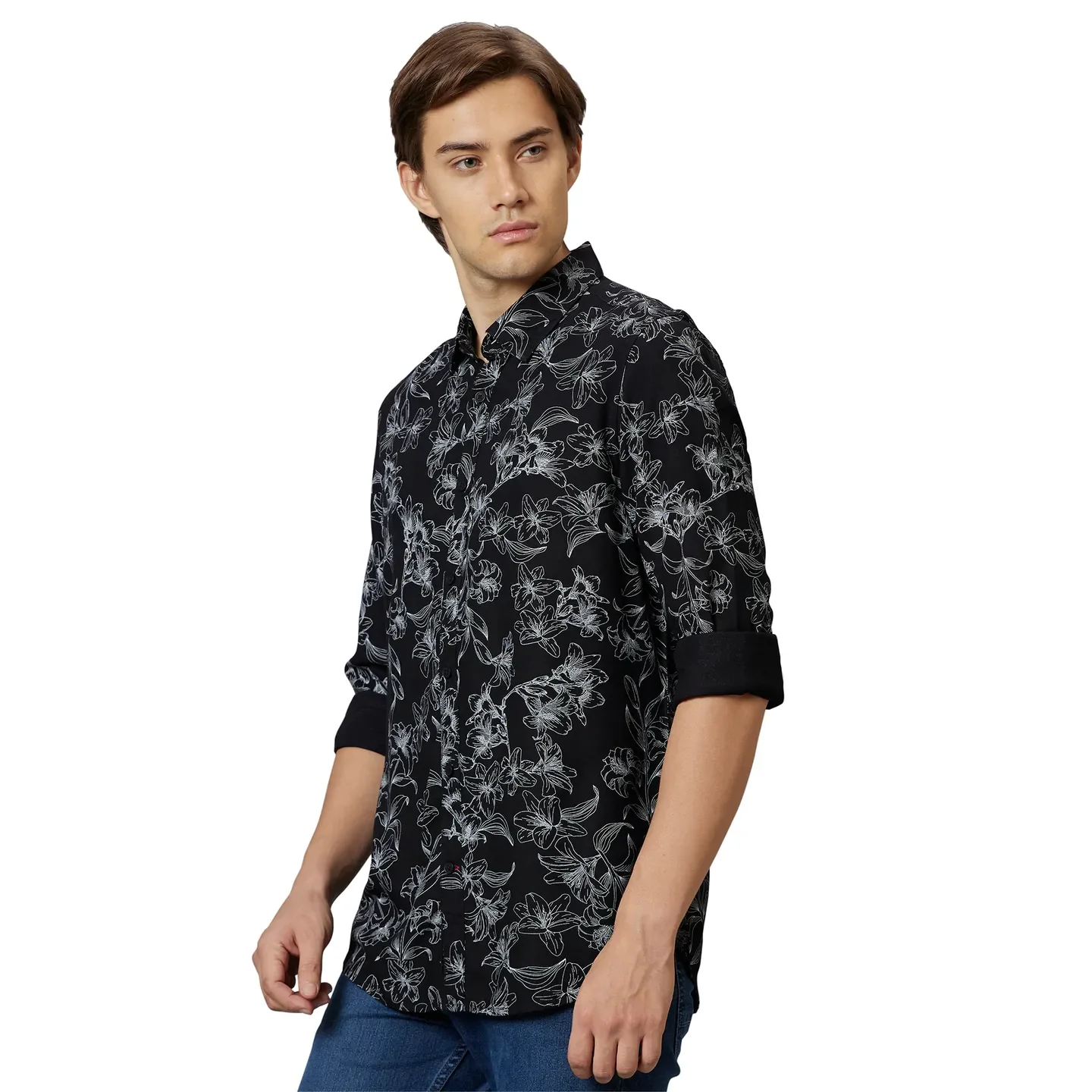 Black Slim Fit Regular Collar Men's Shirt by Being Human Clothing - Image 3