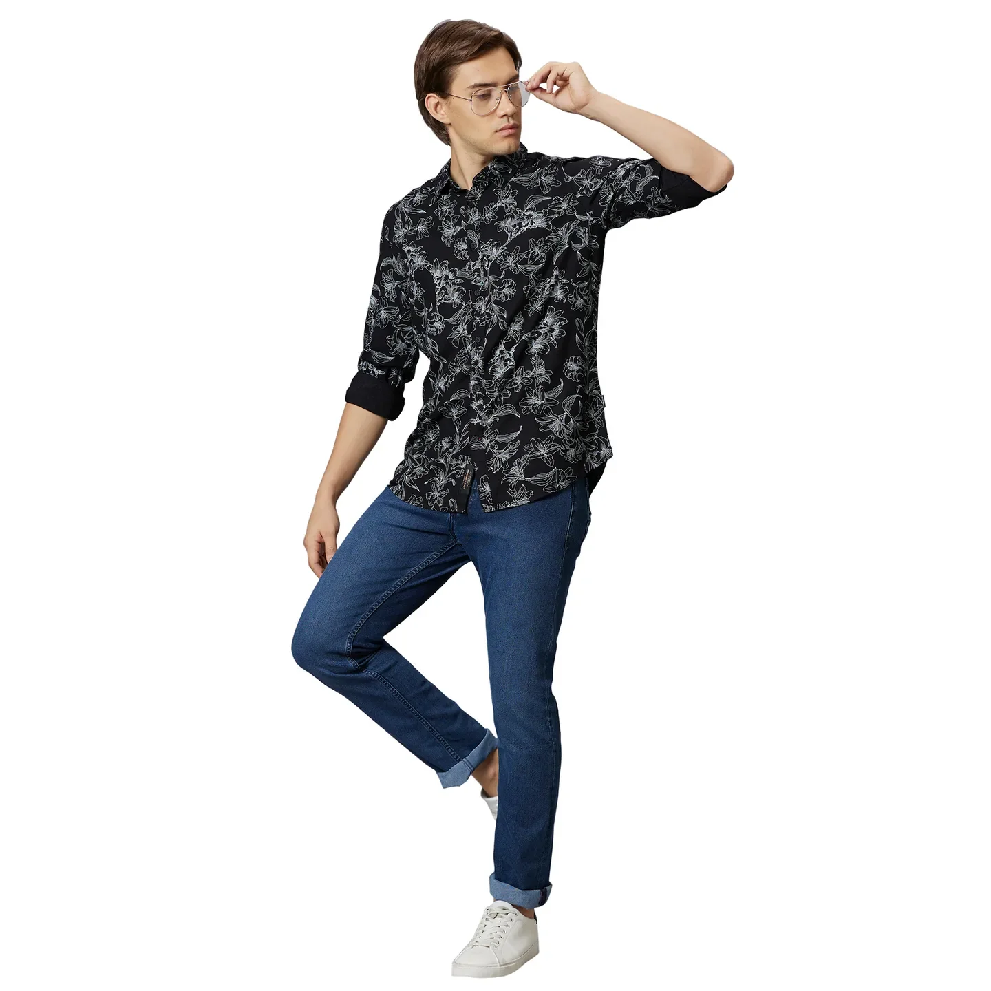 Black Slim Fit Regular Collar Men's Shirt by Being Human Clothing - Image 5