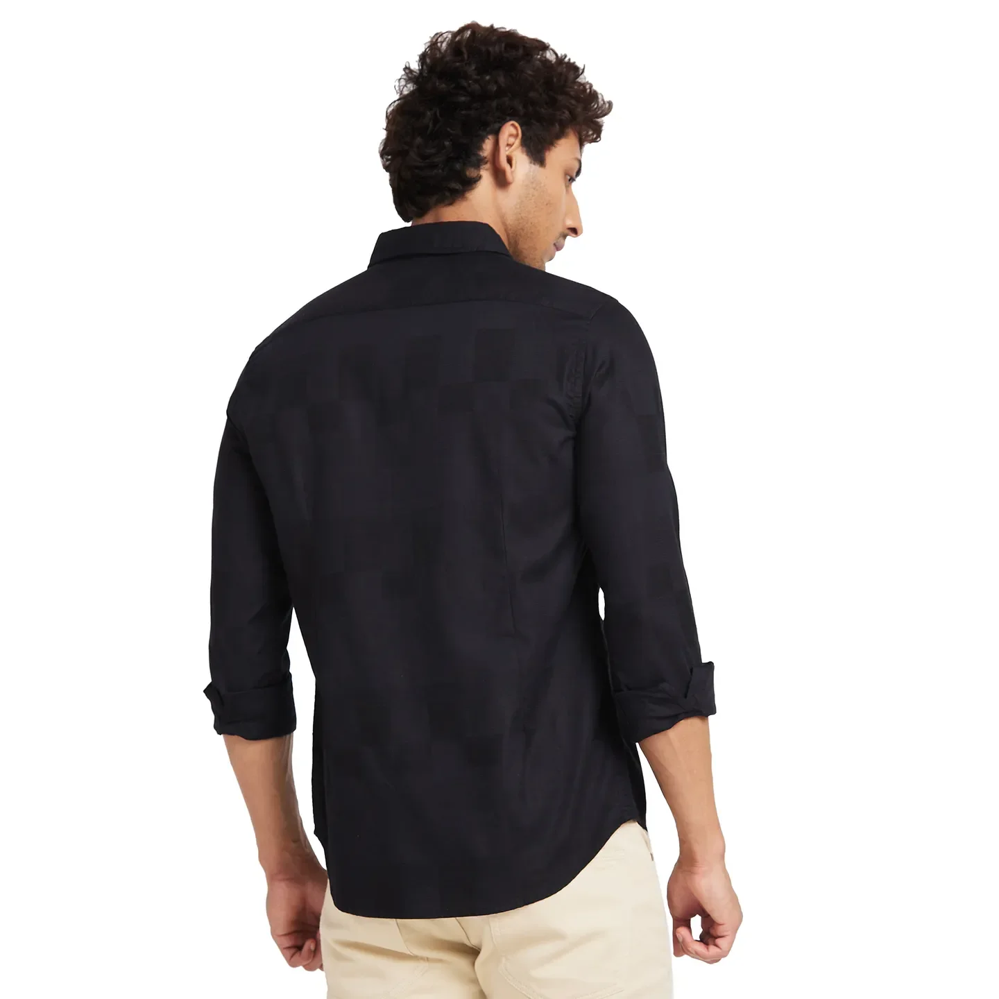 Black Slim Fit Regular Collar Men's Shirt by Being Human Clothing - Image 4