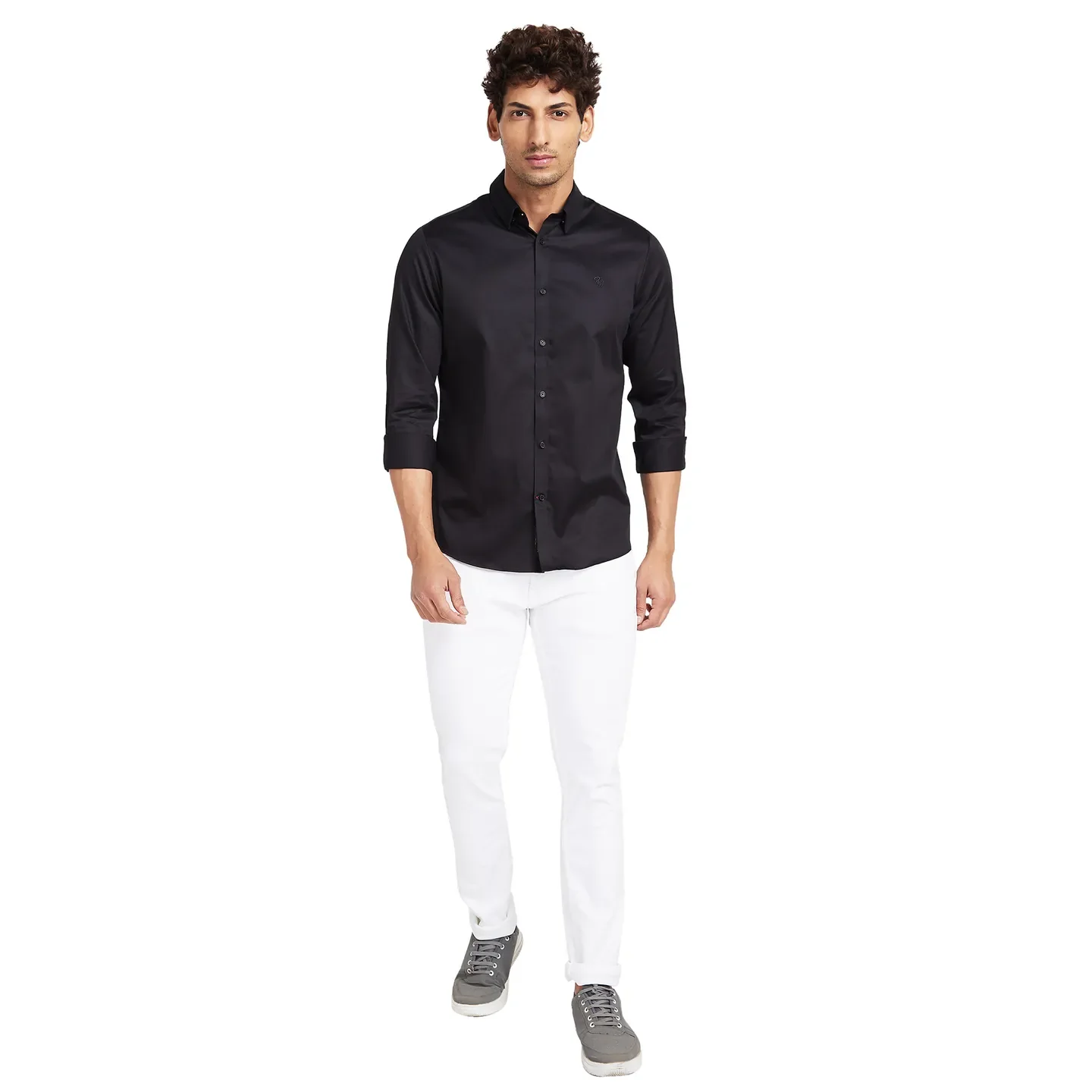 Black Slim Fit Regular Collar Men's Shirt by Being Human Clothing - Image 2