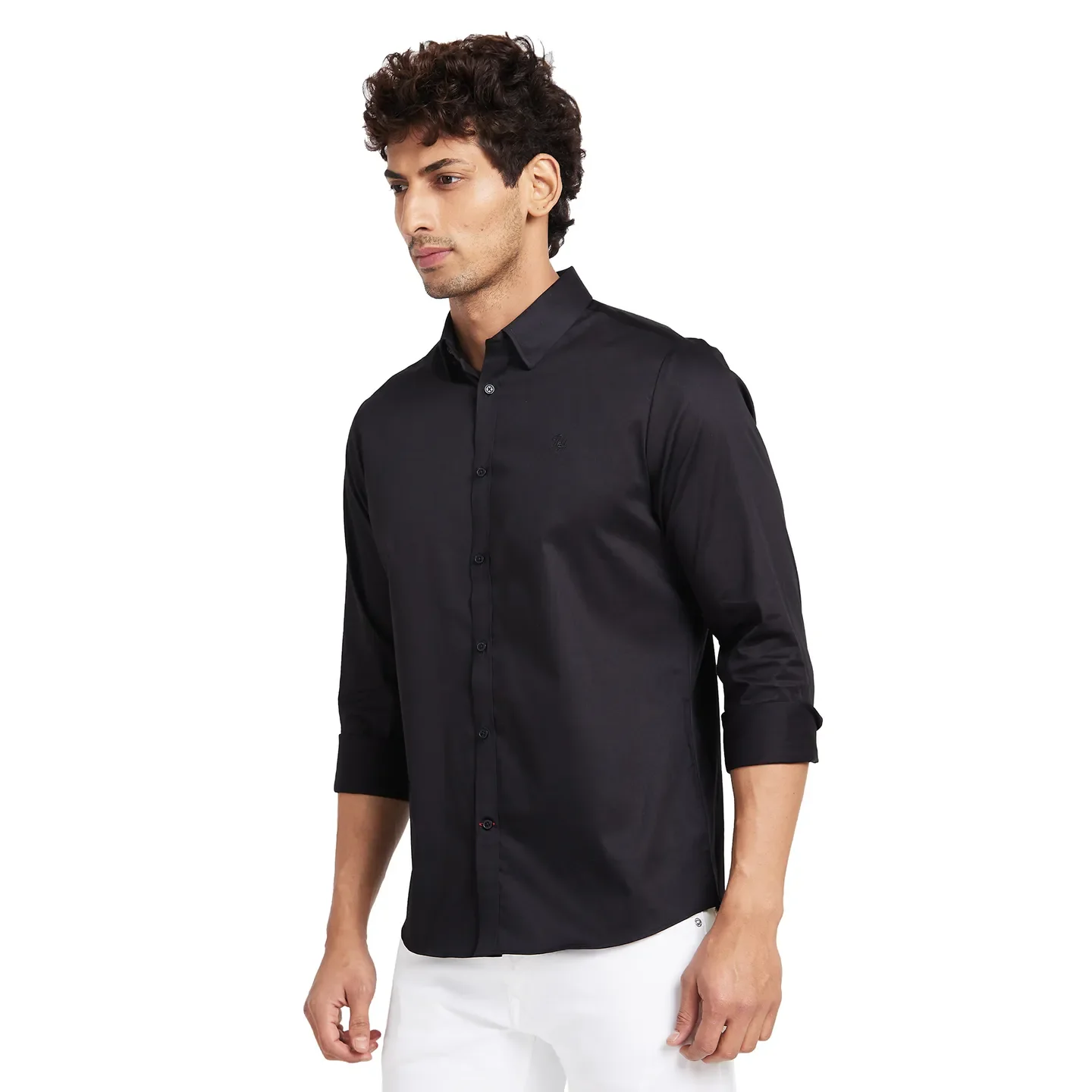 Black Slim Fit Regular Collar Men's Shirt by Being Human Clothing - Image 3