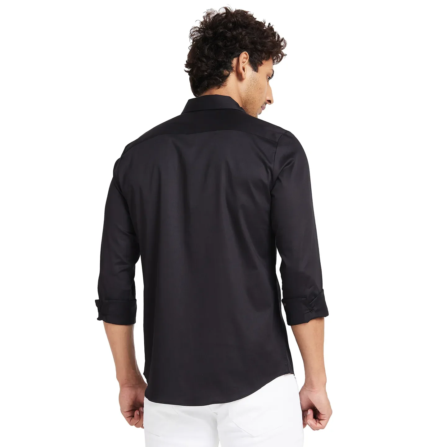 Black Slim Fit Regular Collar Men's Shirt by Being Human Clothing - Image 4