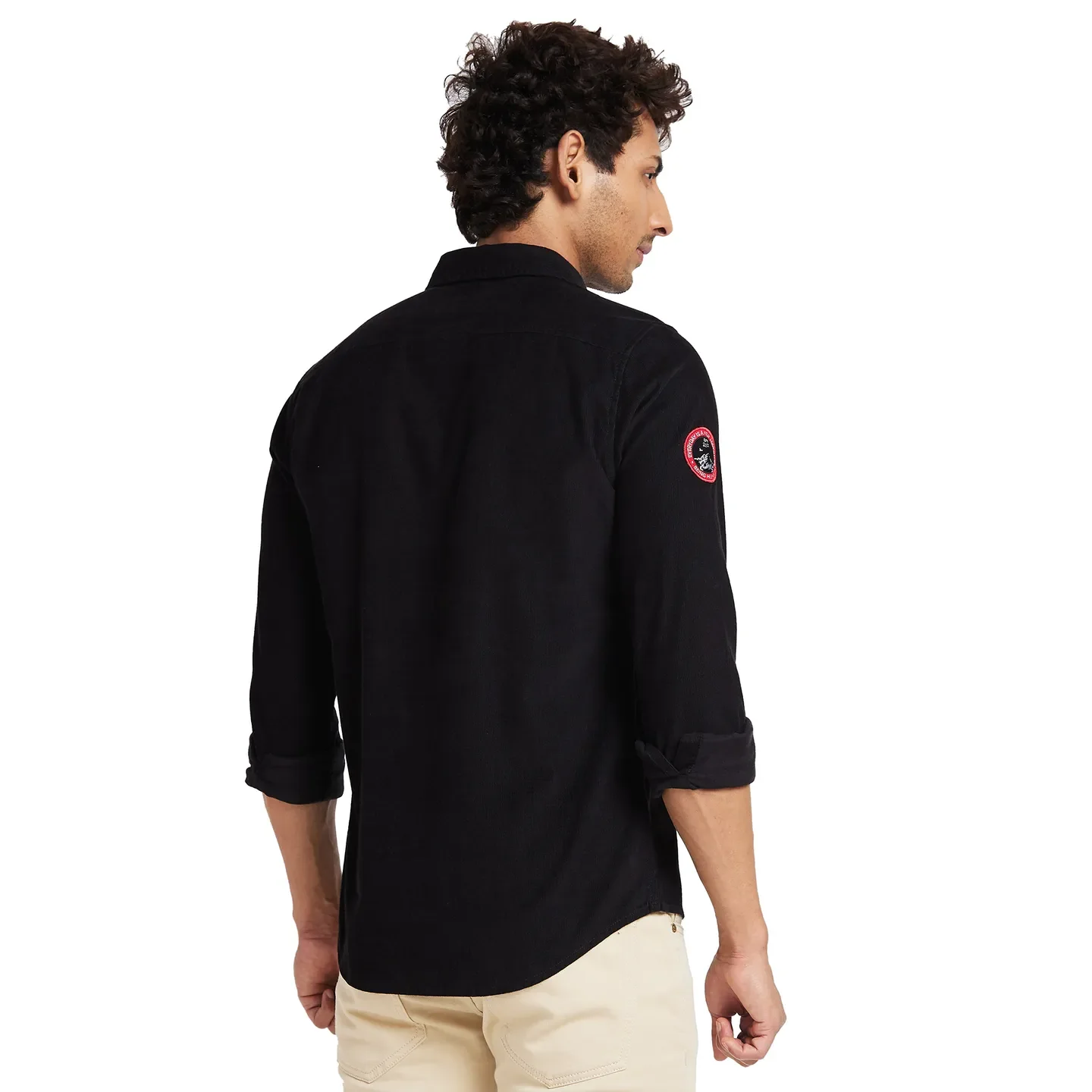 Black Slim Straight Fit Regular Collar Long Sleeves Men's Shirt by Being Human Clothing - Image 4