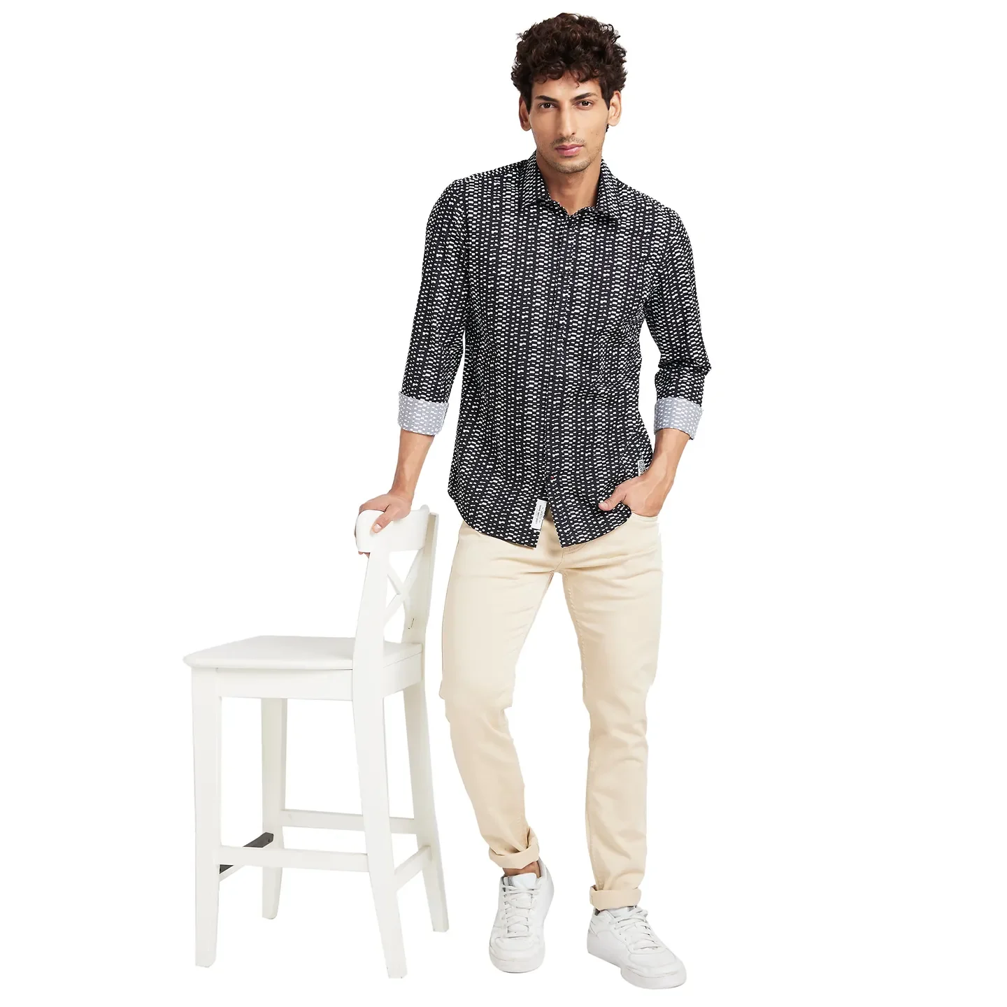 Black Slim Fit Regular Collar Men's Shirt by Being Human Clothing - Image 6