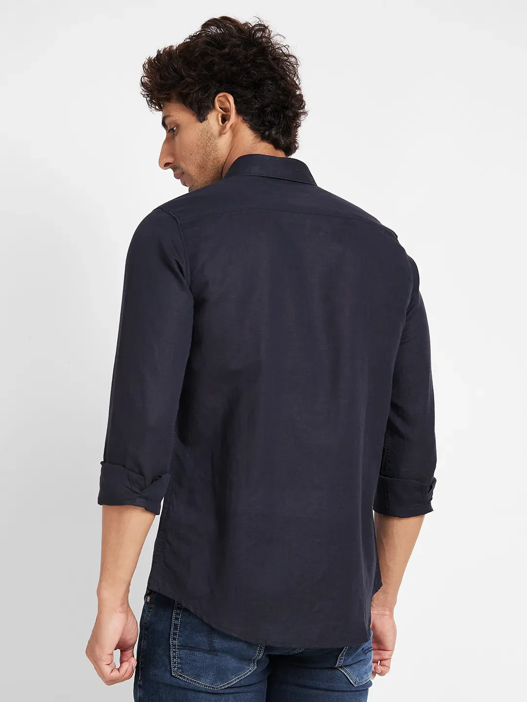 Black Slim Fit Regular Collar Men's Shirt by Being Human Clothing - Image 3