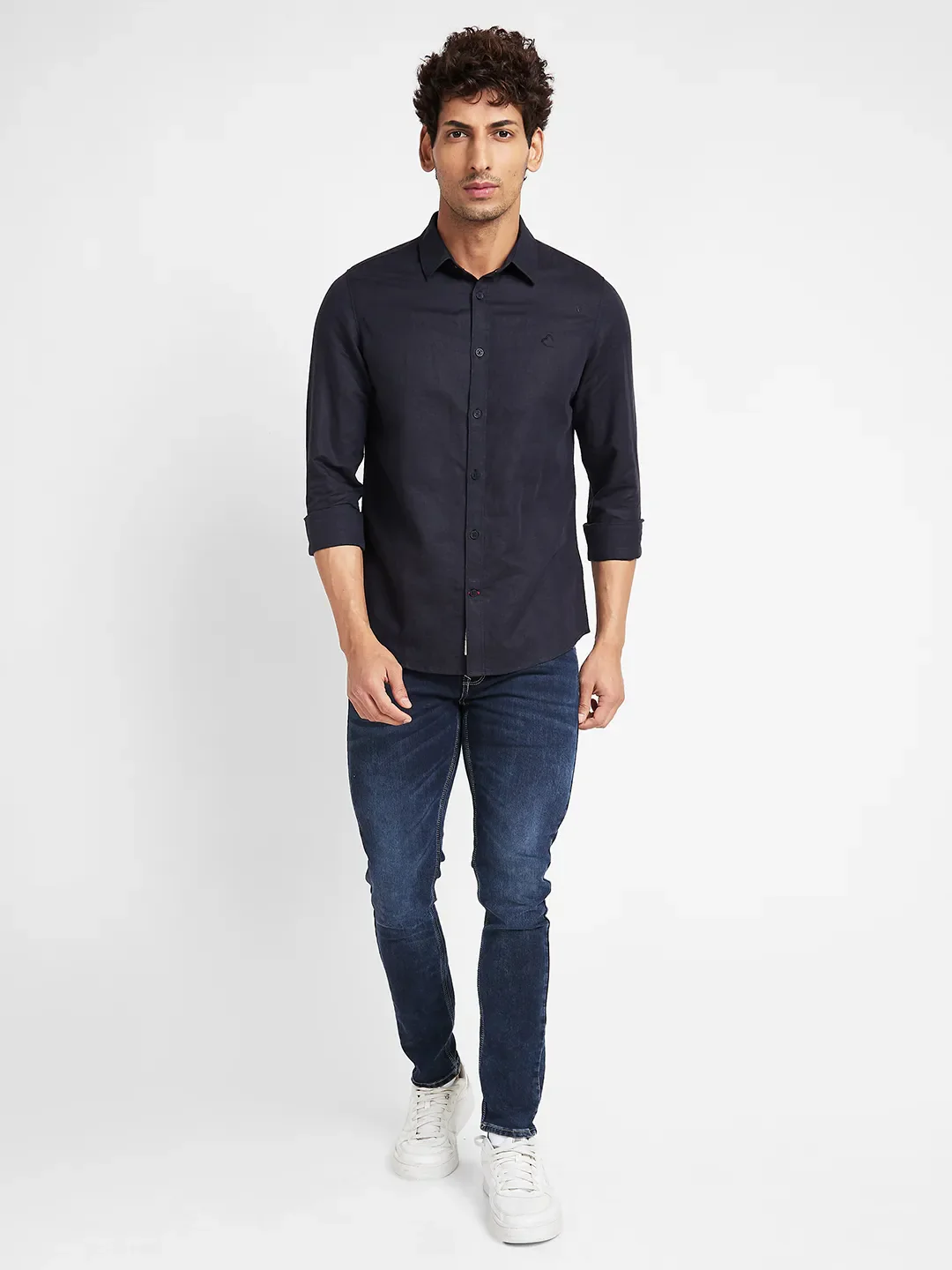 Black Slim Fit Regular Collar Men's Shirt by Being Human Clothing - Image 6