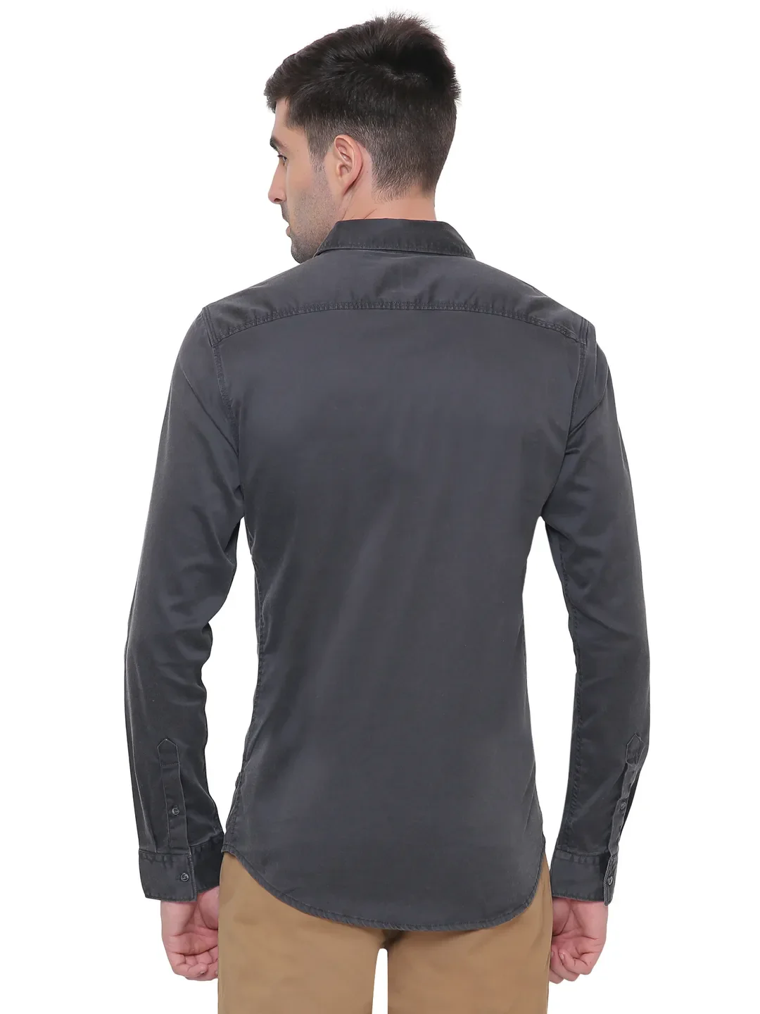 Black Regular Fit Regular Collar Long Sleeves Cotton Men's Shirt by Being Human Clothing - Image 2