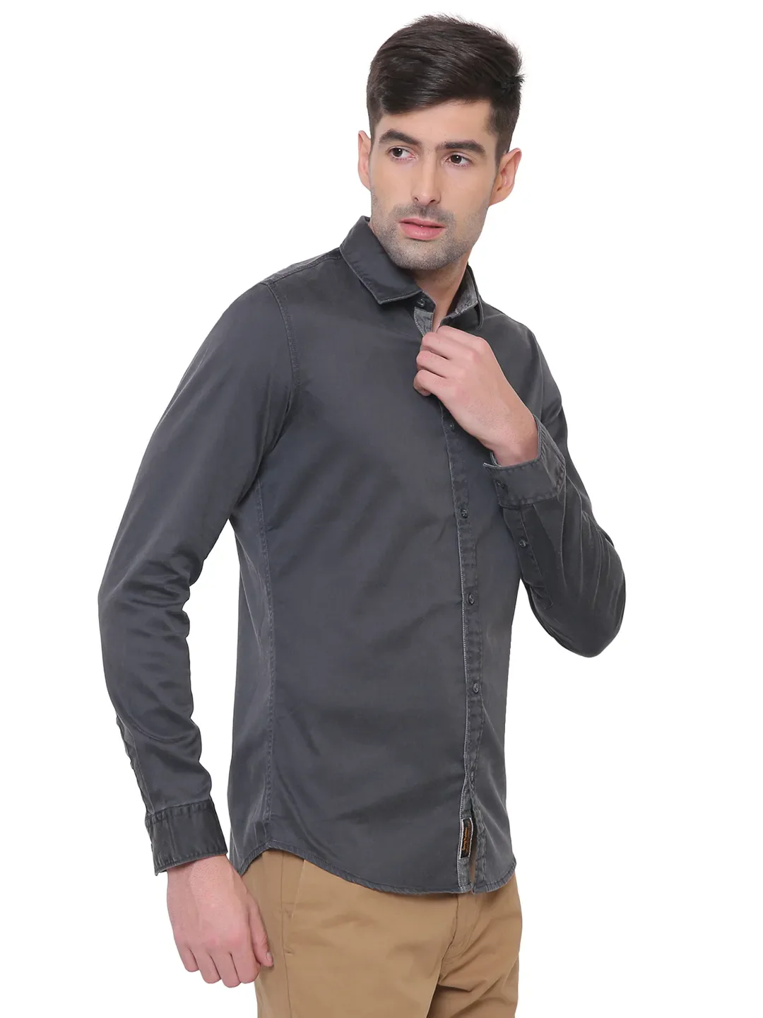 Black Regular Fit Regular Collar Long Sleeves Cotton Men's Shirt by Being Human Clothing - Image 4