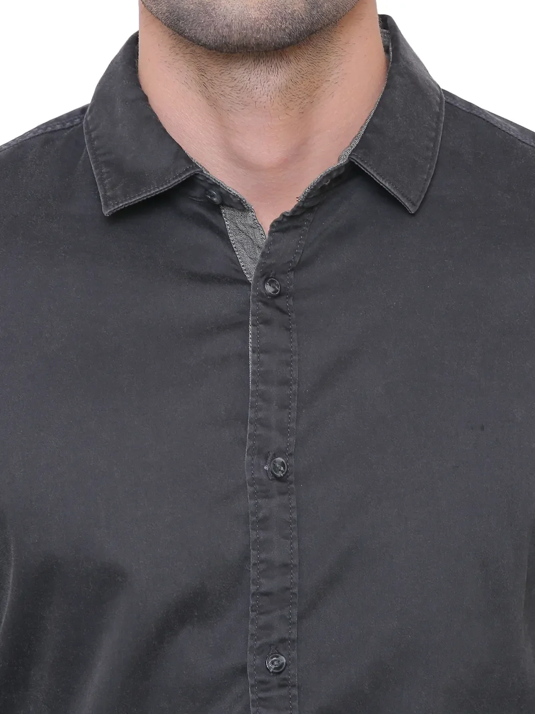 Black Regular Fit Regular Collar Long Sleeves Cotton Men's Shirt by Being Human Clothing - Image 5