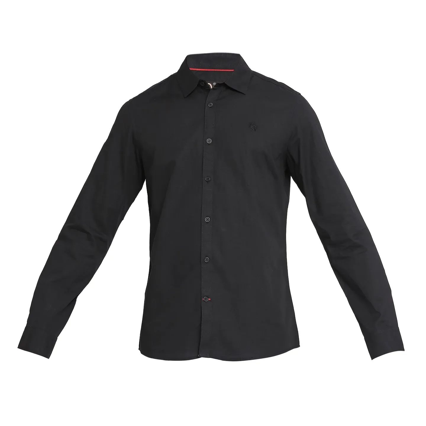 Black Slim Straight Fit Regular Collar Long Sleeves Cotton Men's Shirt by Being Human Clothing - Image 7