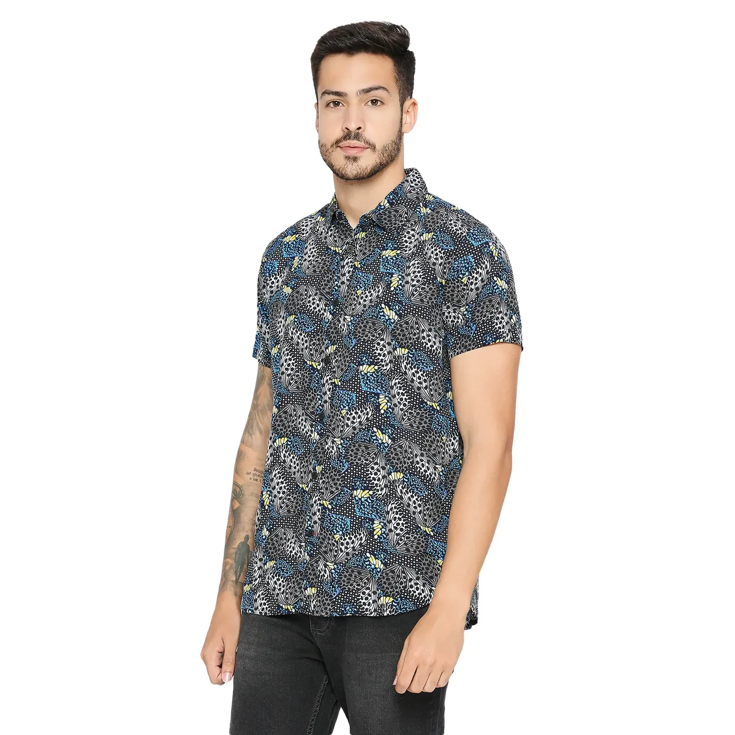 Black Slim Fit Regular Collar Men's Shirt by Being Human Clothing - Image 2