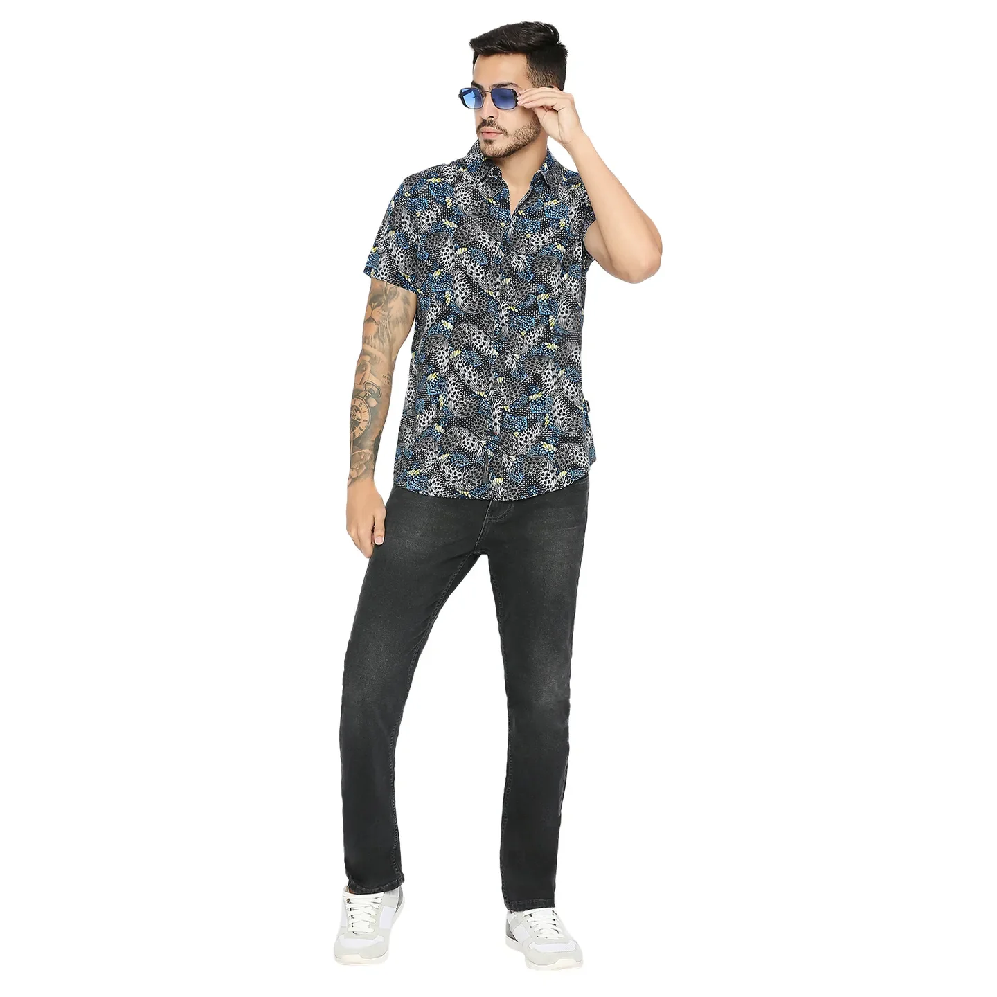 Black Slim Fit Regular Collar Men's Shirt by Being Human Clothing - Image 6