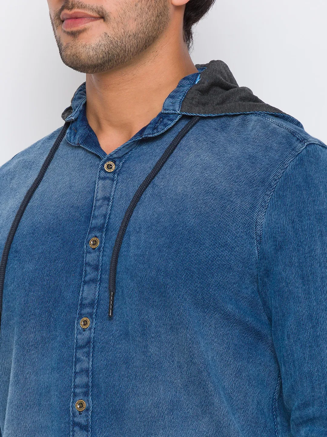 Blue Regular Fit Regular Collar Long Sleeves Cotton Men's Shirt by Being Human Clothing - Image 5