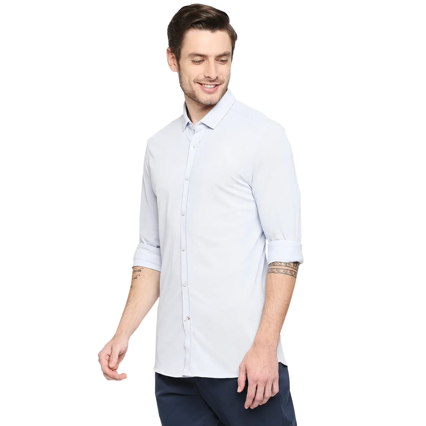 Blue Super Slim Fit Regular Collar Men's Shirt by Being Human Clothing - Image 2
