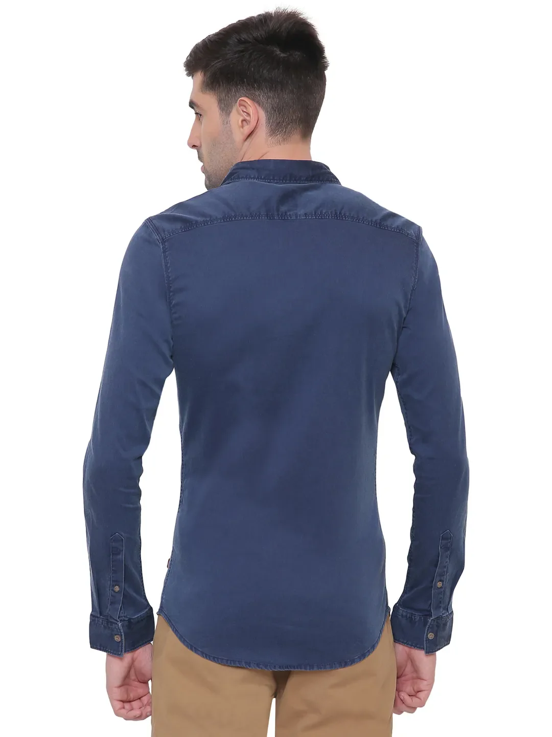 Blue Regular Fit Regular Collar Long Sleeves Cotton Men's Shirt by Being Human Clothing - Image 2