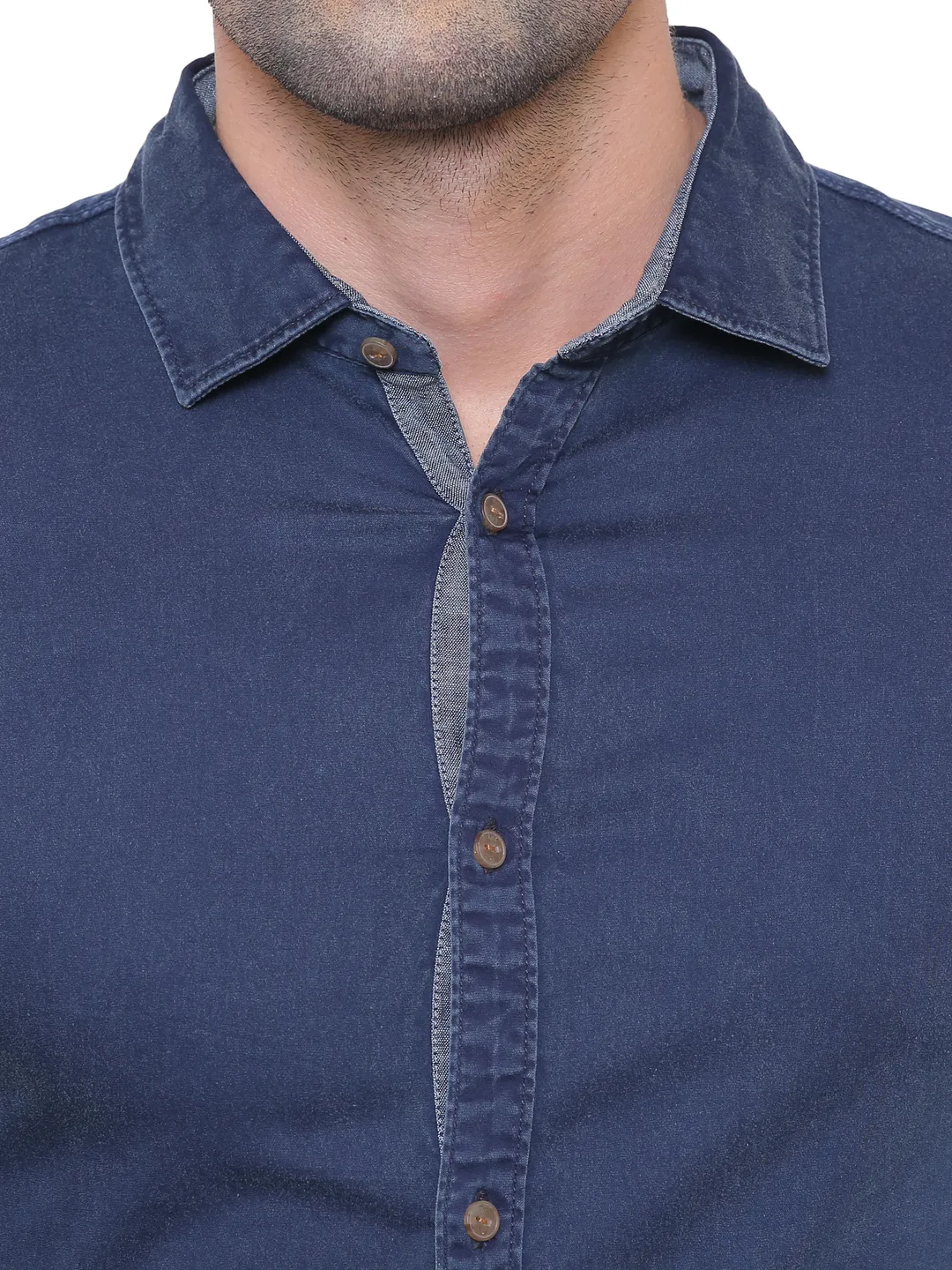 Blue Regular Fit Regular Collar Long Sleeves Cotton Men's Shirt by Being Human Clothing - Image 5
