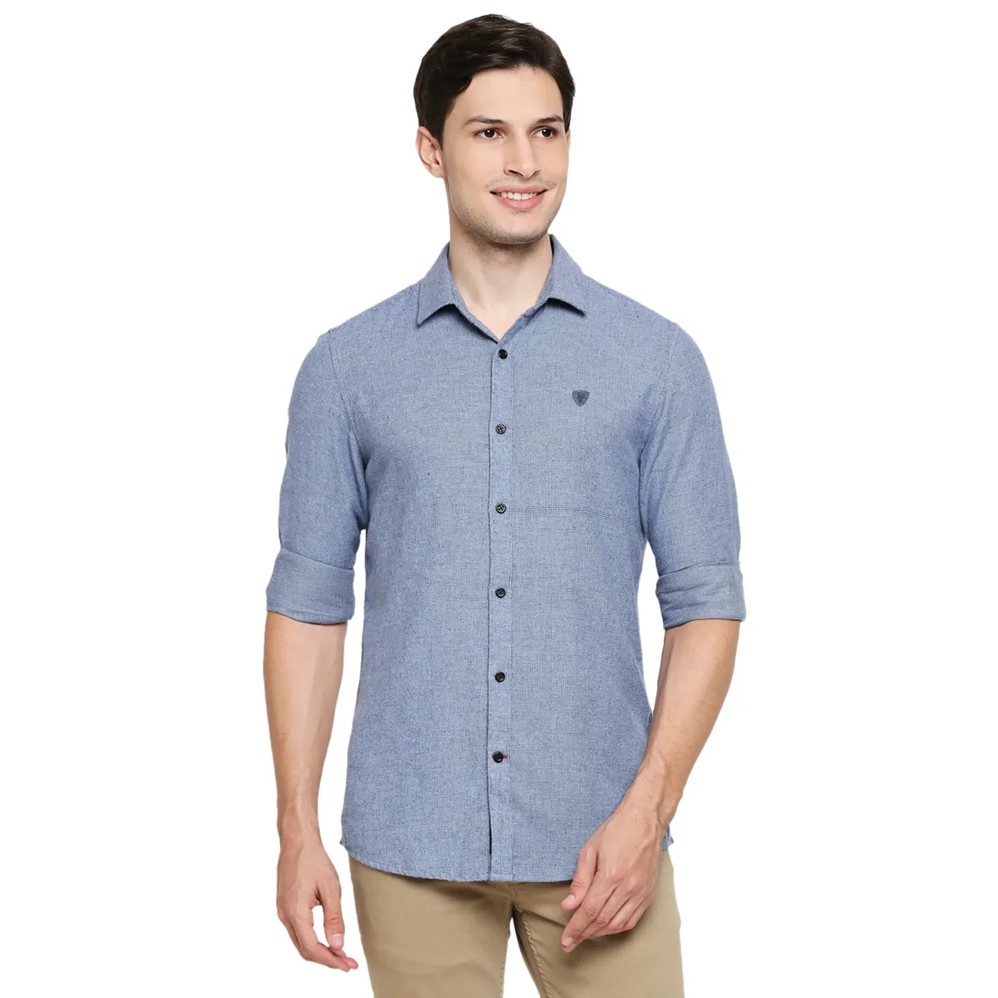 Blue Regular Fit Regular Collar Long Sleeves Cotton Men's Shirt by Being Human Clothing