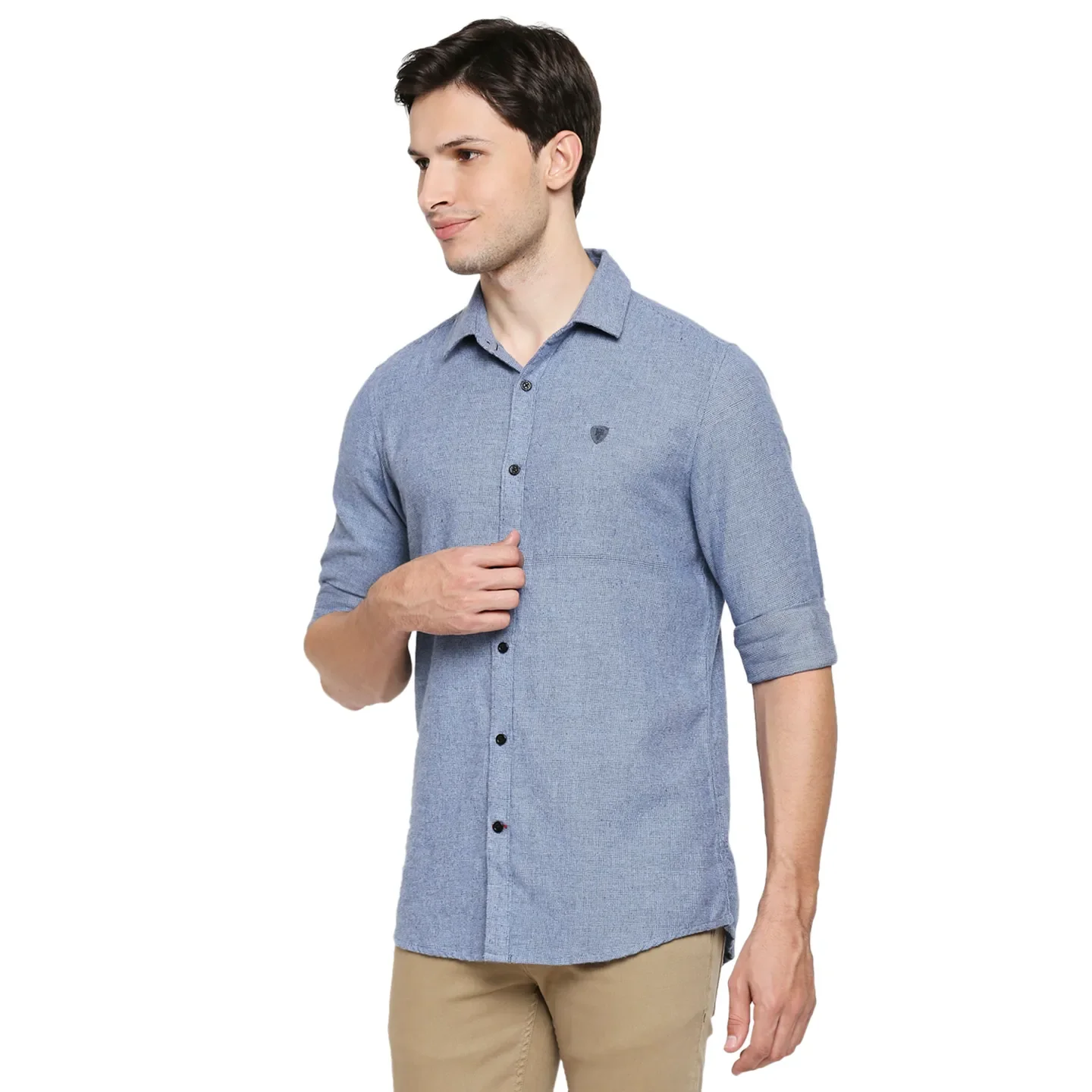 Blue Regular Fit Regular Collar Long Sleeves Cotton Men's Shirt by Being Human Clothing - Image 2