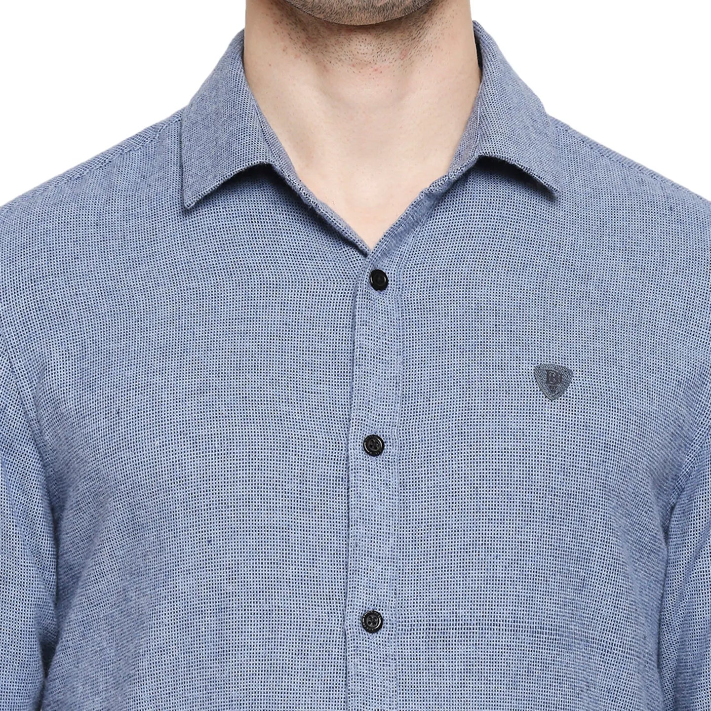 Blue Regular Fit Regular Collar Long Sleeves Cotton Men's Shirt by Being Human Clothing - Image 3
