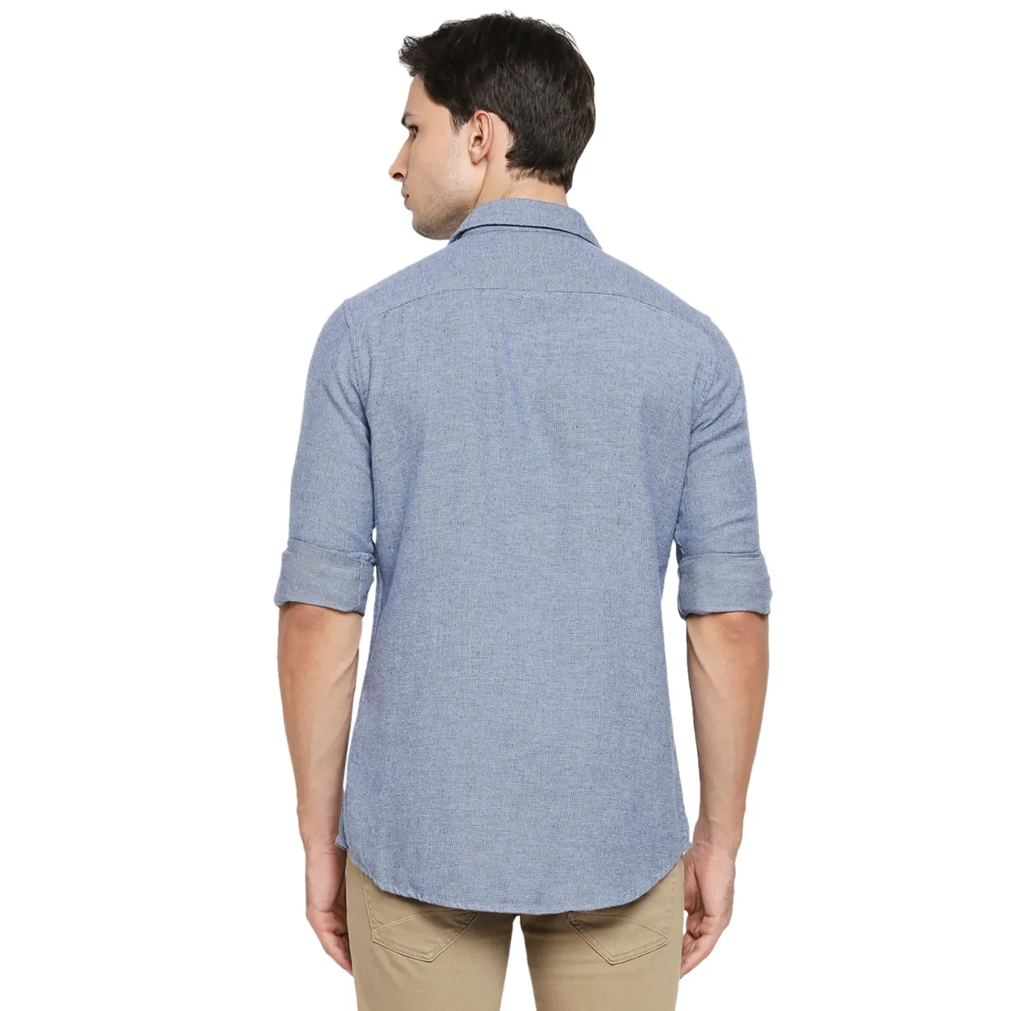 Blue Regular Fit Regular Collar Long Sleeves Cotton Men's Shirt by Being Human Clothing - Image 4