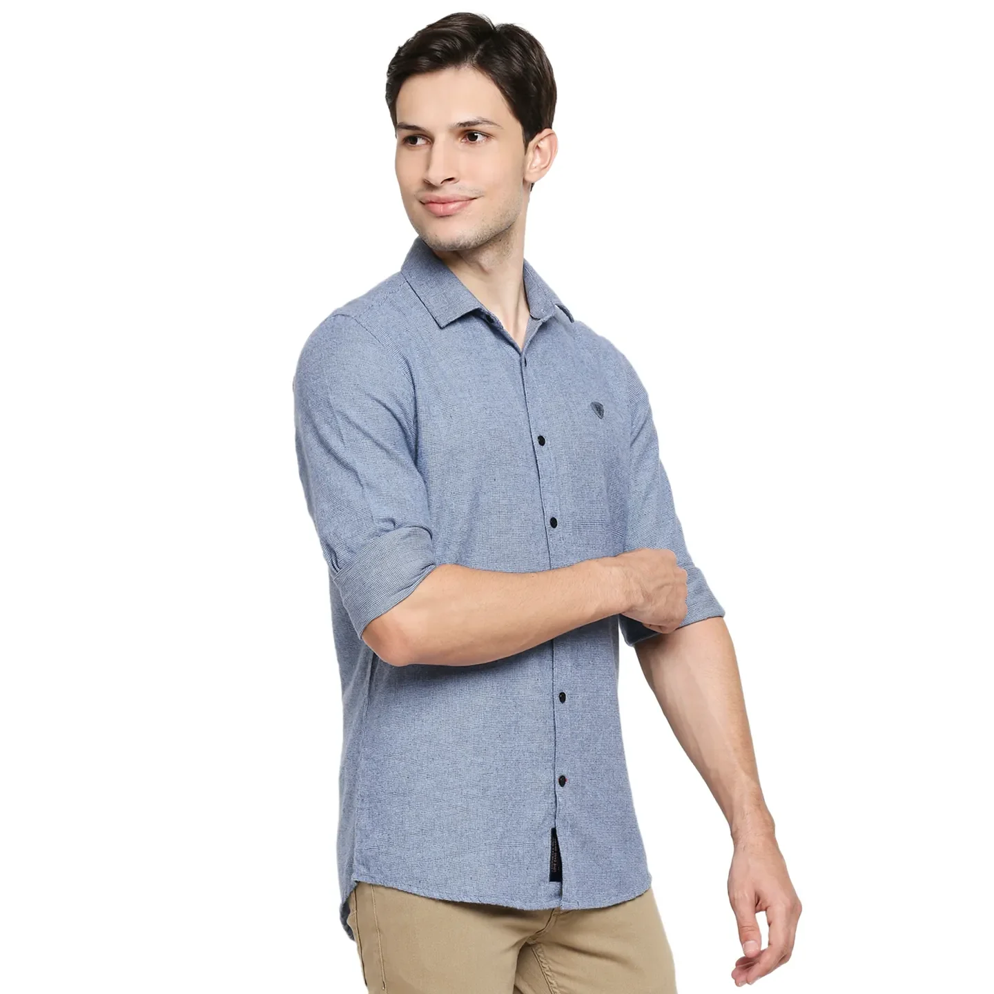 Blue Regular Fit Regular Collar Long Sleeves Cotton Men's Shirt by Being Human Clothing - Image 5