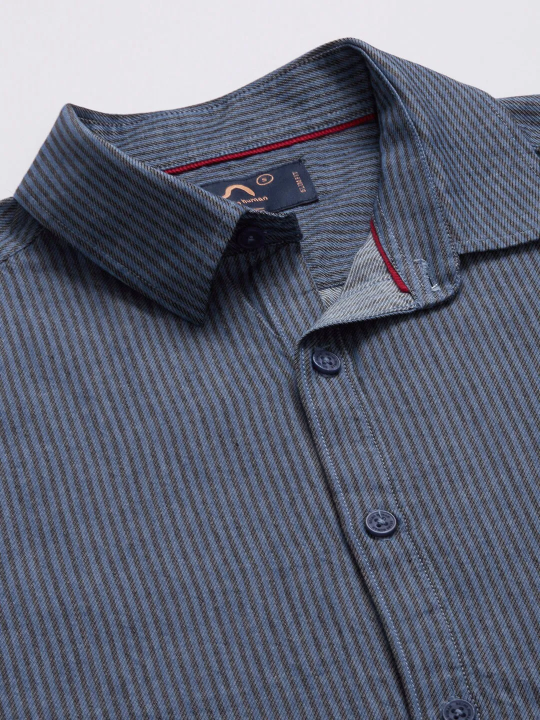 Blue Slim Straight Fit Regular Collar Long Sleeves Men's Shirt by Being Human Clothing - Image 5