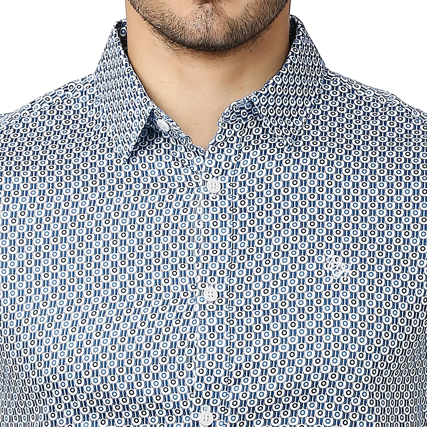 Blue Slim Straight Fit Regular Collar Long Sleeves Men's Shirt by Being Human Clothing - Image 5