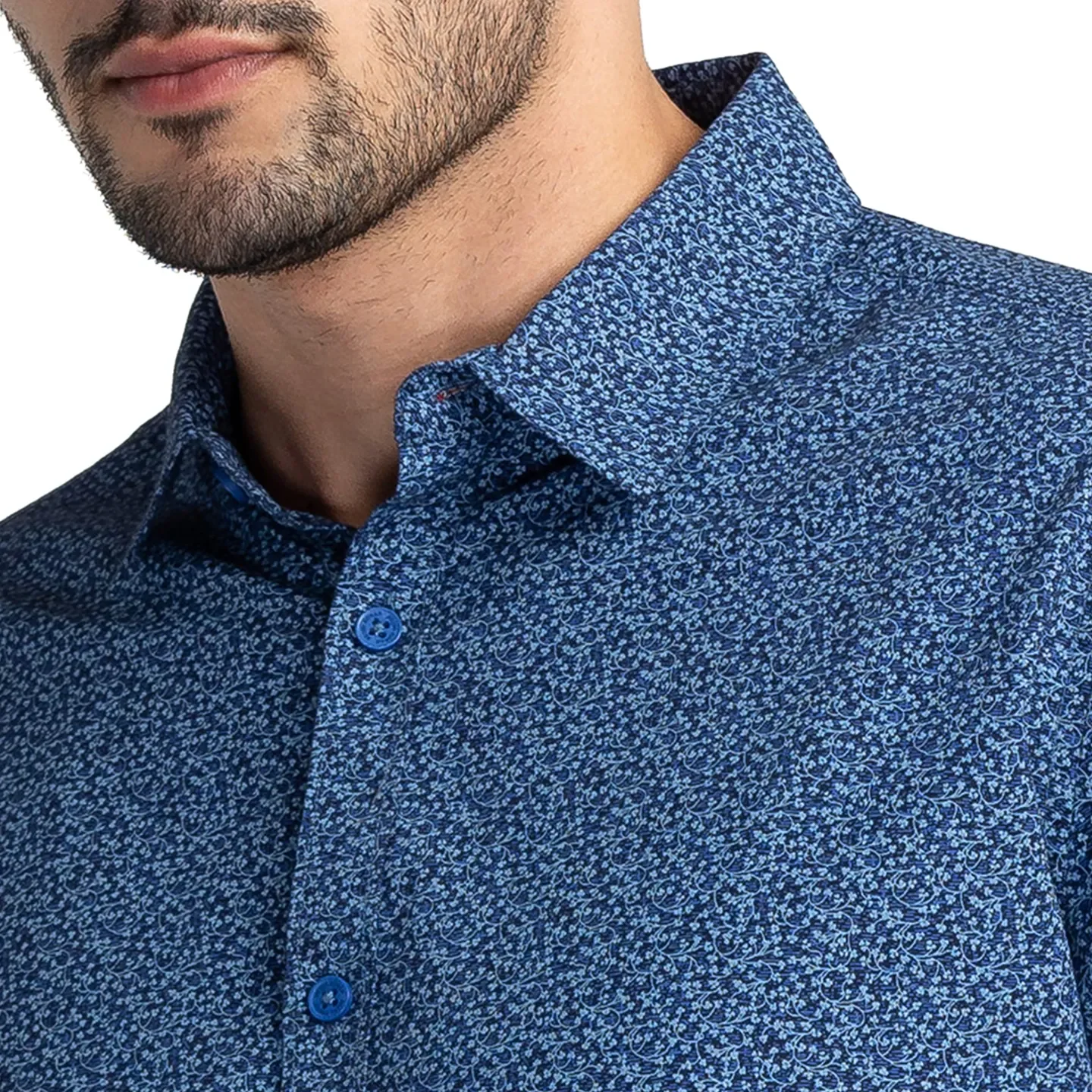 Blue Slim Straight Fit Regular Collar Long Sleeves Cotton Men's Shirt by Being Human Clothing - Image 5