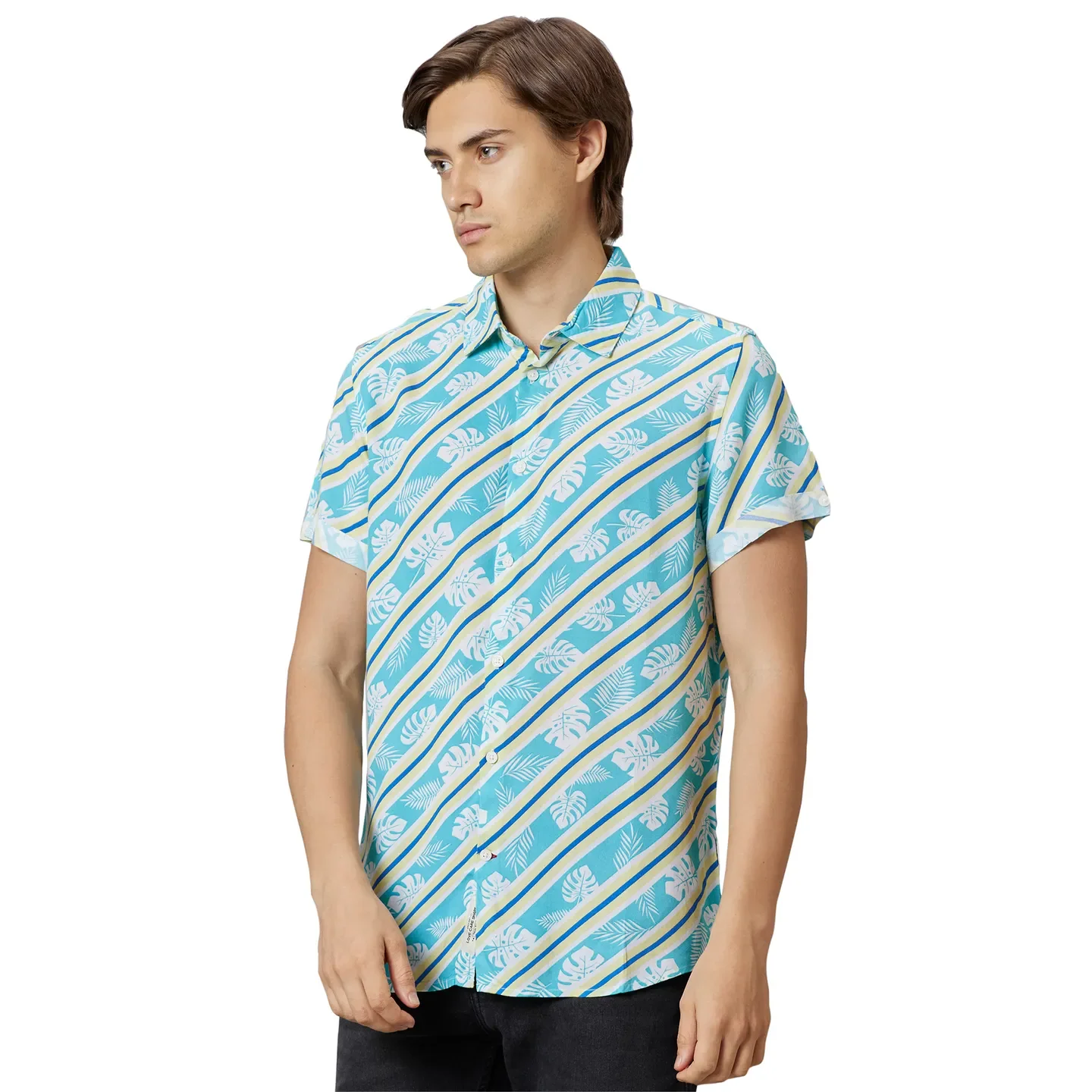 Blue Slim Fit Regular Collar Men's Shirt by Being Human Clothing - Image 3